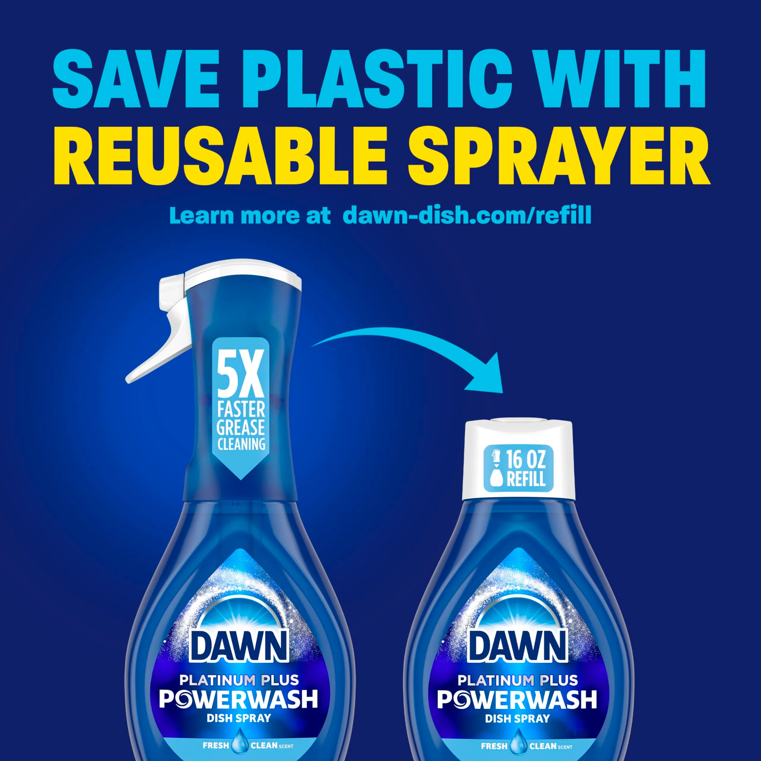 Dawn Powerwash Fresh Dish Spray, Liquid Dish Soap, Dish Soap Refill, Dish Detergent Liquid, 2 Refills, 2x21.5 Fl Oz - Image 6
