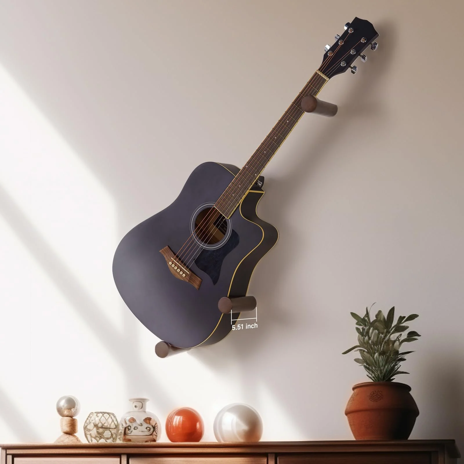 DAZZLIFE Horizontal Guitar Wall Hanger for Acoustic Electric Bass Ukulele Banjo (Brown) - Image 7