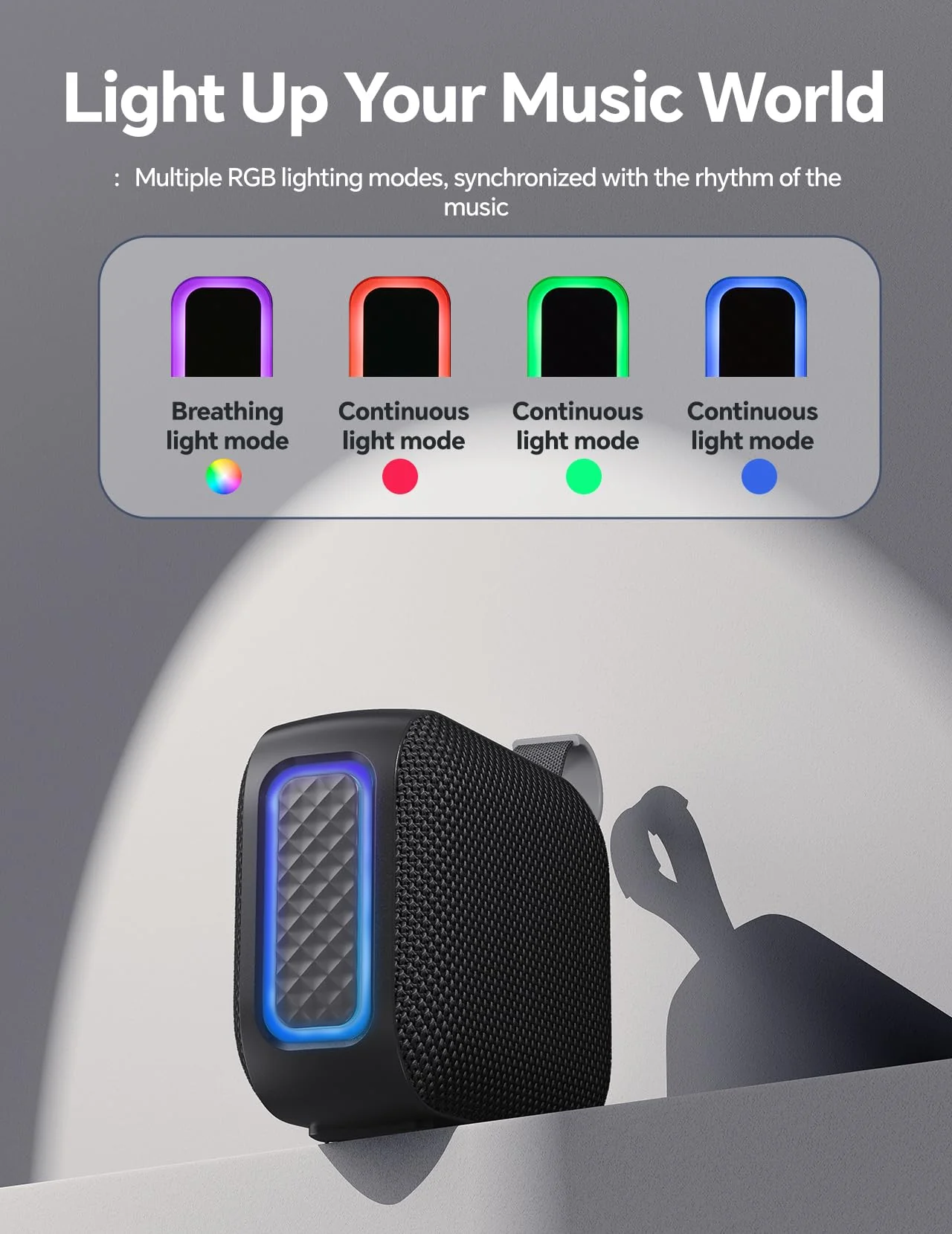 dbsono Stocking Stuffers for Teens Men Women: Christmas White Elephant Gifts for Adults, Portable Bluetooth Speaker Waterproof, IPX5 HD Sound Up to 24H Playtime, Cool Tech for Boys Girls-Black - Image 3