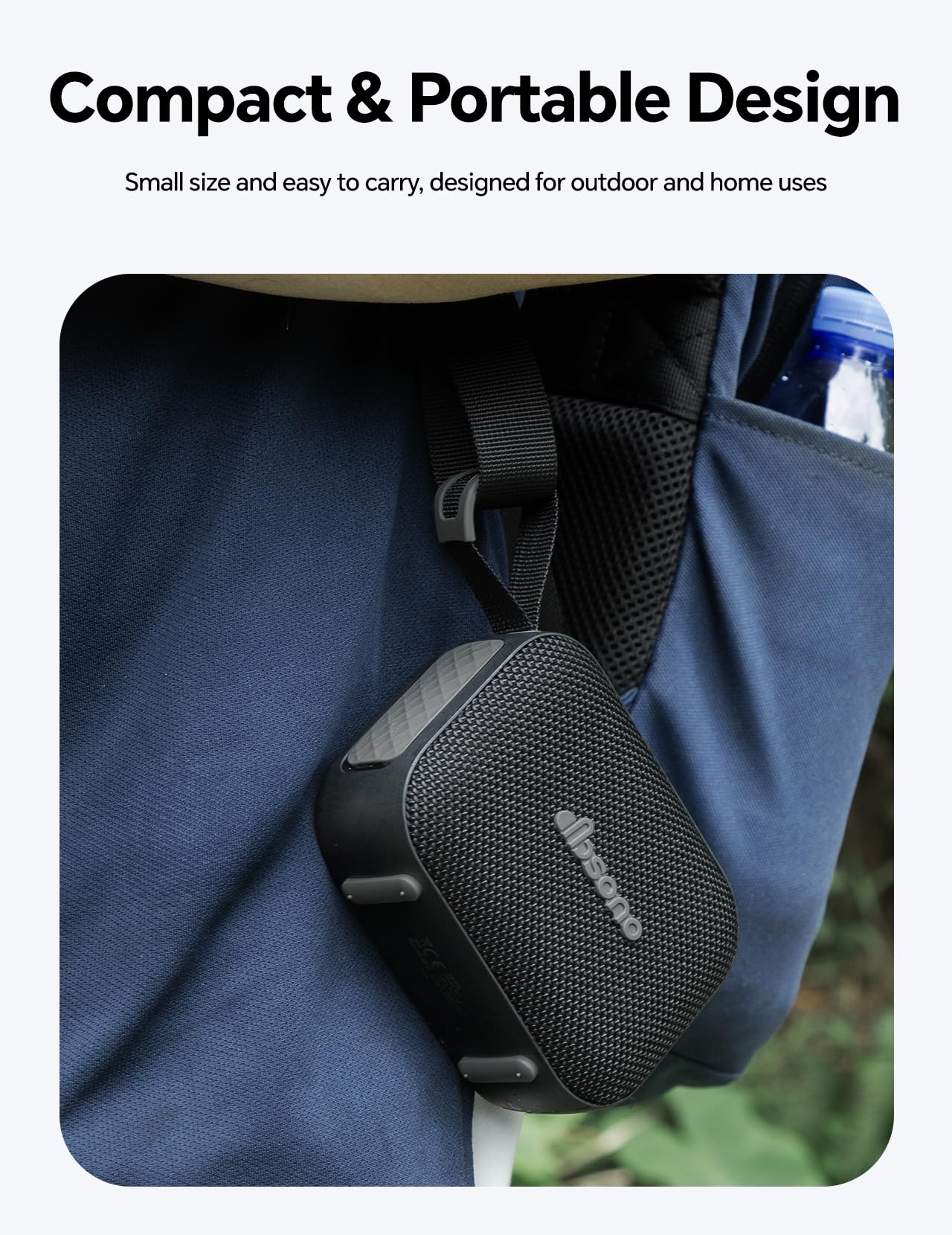 dbsono Stocking Stuffers for Teens Men Women: Christmas White Elephant Gifts for Adults, Portable Bluetooth Speaker Waterproof, IPX5 HD Sound Up to 24H Playtime, Cool Tech for Boys Girls-Black - Image 4