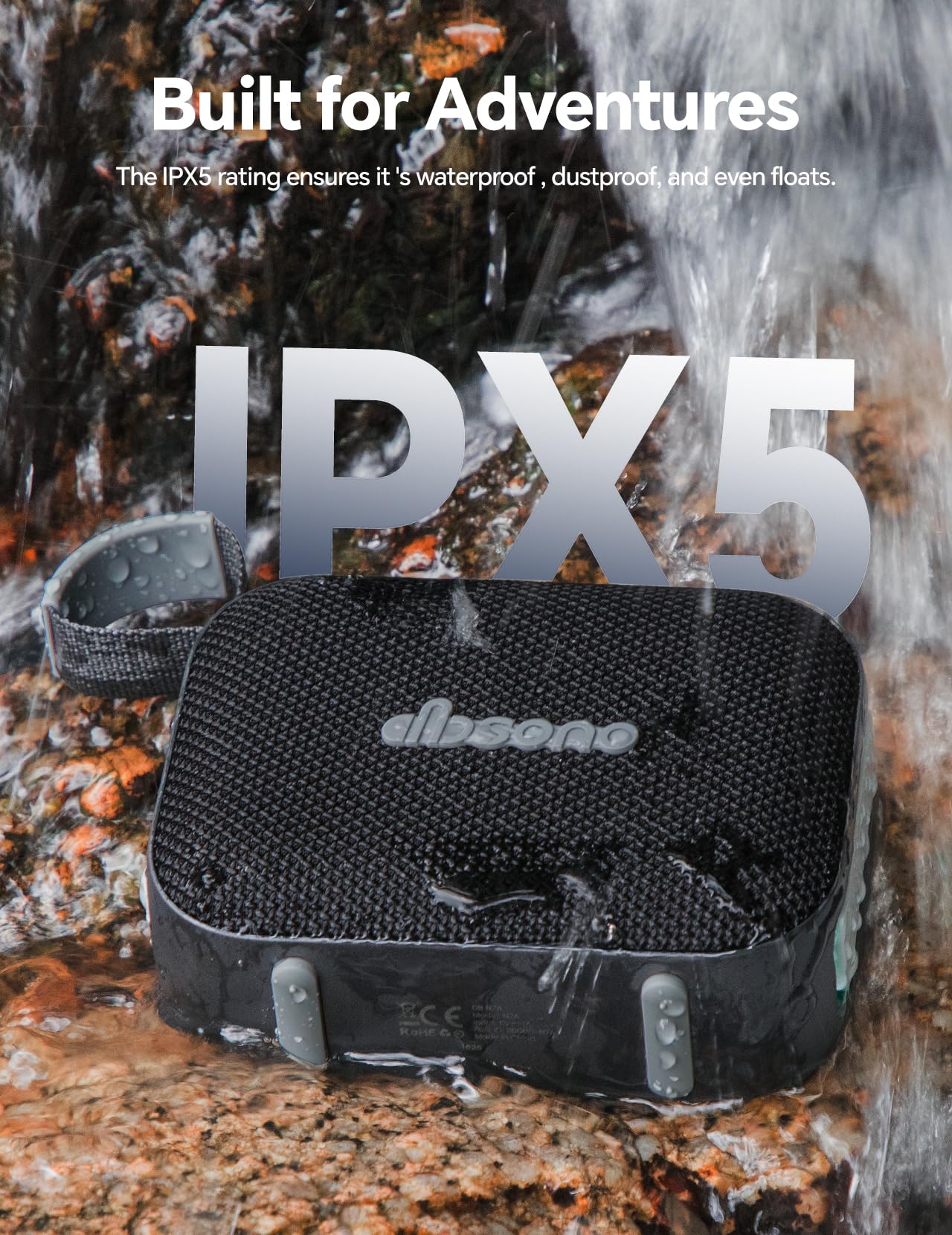 dbsono Stocking Stuffers for Teens Men Women: Christmas White Elephant Gifts for Adults, Portable Bluetooth Speaker Waterproof, IPX5 HD Sound Up to 24H Playtime, Cool Tech for Boys Girls-Black - Image 6