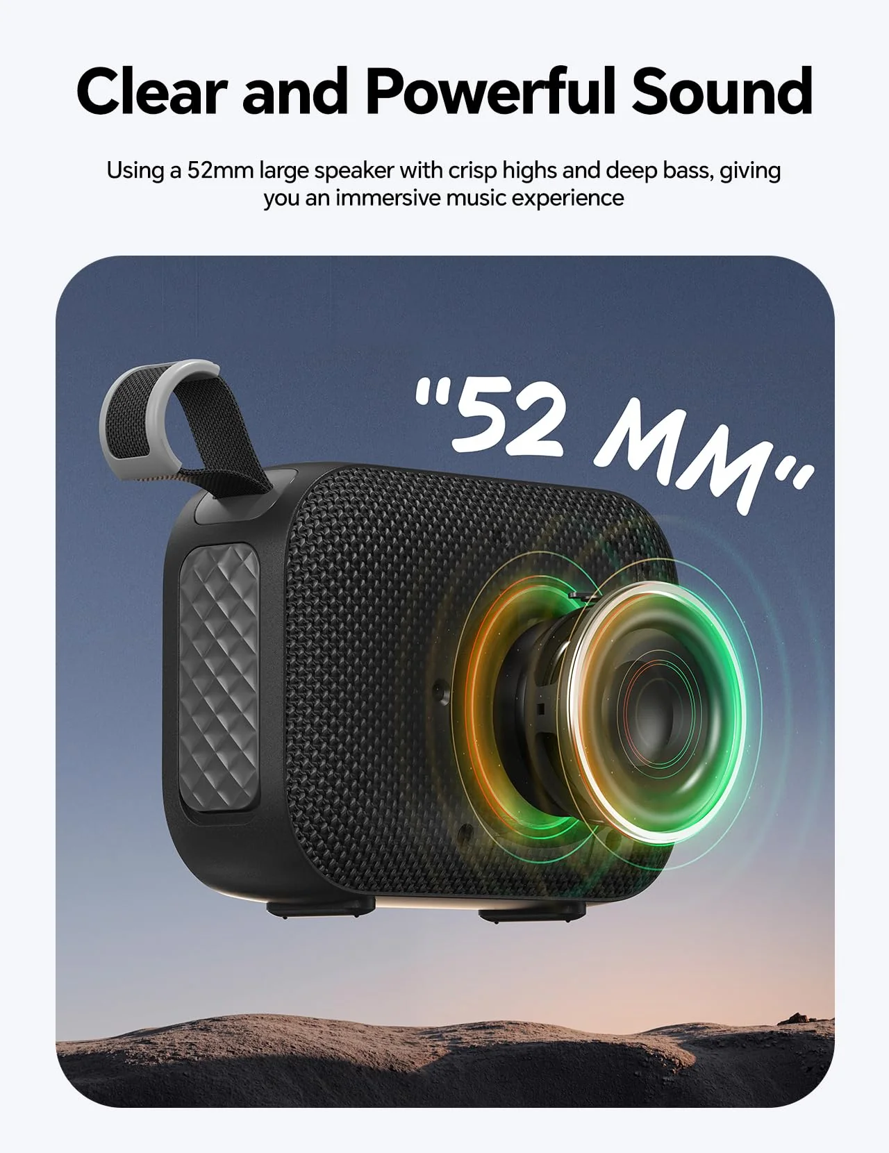 dbsono Stocking Stuffers for Teens Men Women: Christmas White Elephant Gifts for Adults, Portable Bluetooth Speaker Waterproof, IPX5 HD Sound Up to 24H Playtime, Cool Tech for Boys Girls-Black - Image 8