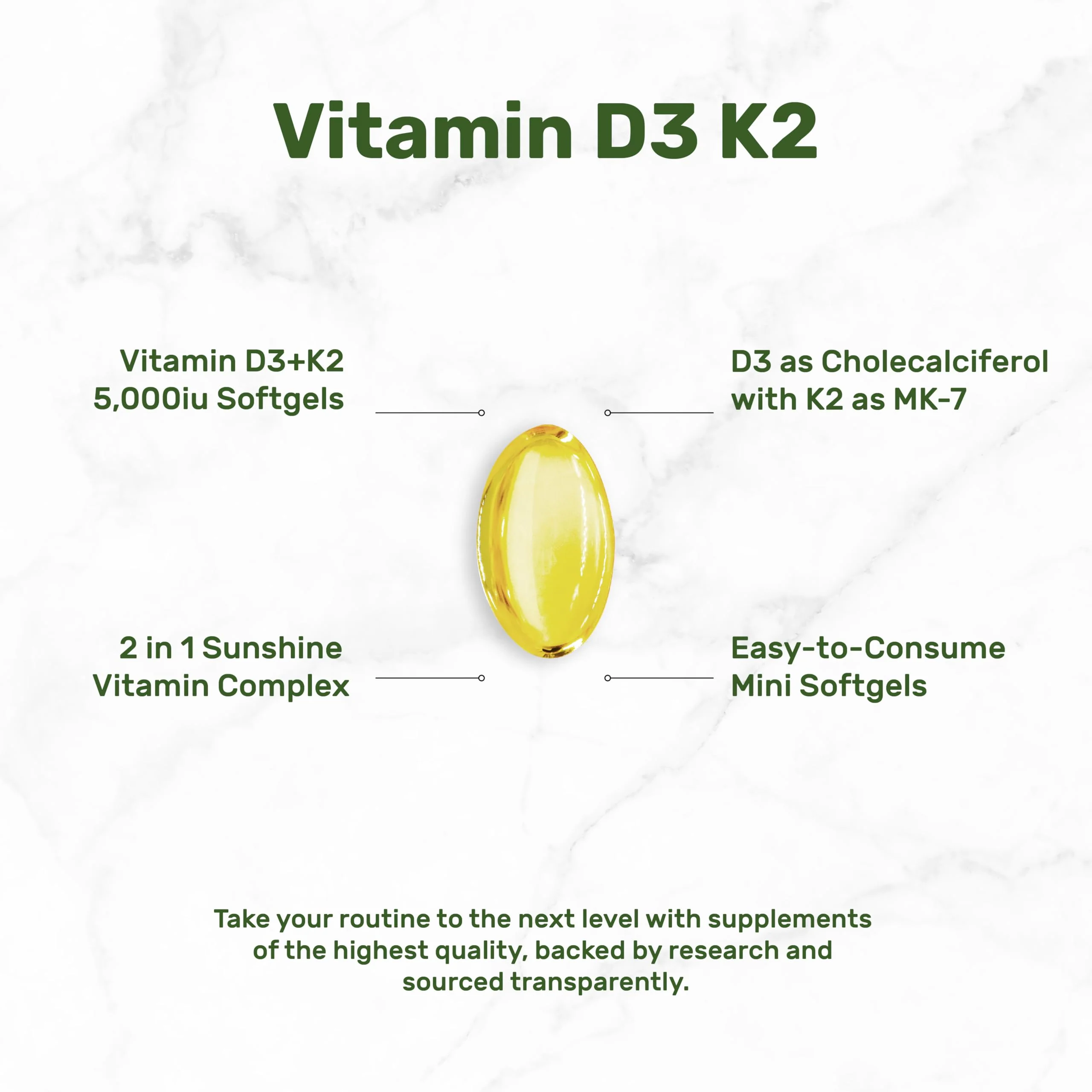 DEAL SUPPLEMENT 2 Pack Vitamin D3 5,000 IU + K2 MK7 Softgels, 500 Count | 2-in-1 Complex | Supports Heart, Bone, Teeth & Immune Health | Easy to Swallow - Image 3