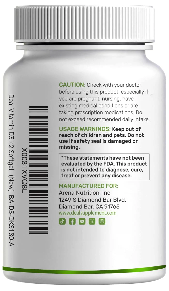 DEAL SUPPLEMENT 2 Pack Vitamin D3 5,000 IU + K2 MK7 Softgels, 500 Count | 2-in-1 Complex | Supports Heart, Bone, Teeth & Immune Health | Easy to Swallow - Image 7