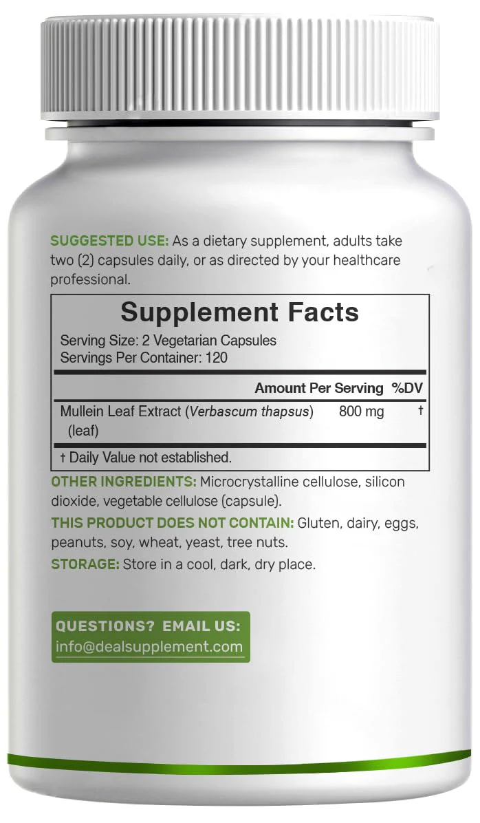DEAL SUPPLEMENT Mullein Leaf Extract 240 Veggie Capsules – 4 Month Supply – Non-GMO, Vegan - Image 3