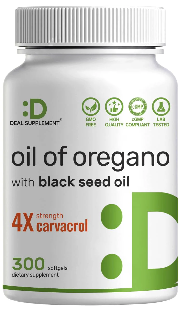 DEAL SUPPLEMENT Oil of Oregano Softgels with Black Seed Oil 300 Count – 30:1 Extract, Active Carvacrol & Thymoquinone – Antioxidant Immune Health Support – Plant Based, Non-GMO