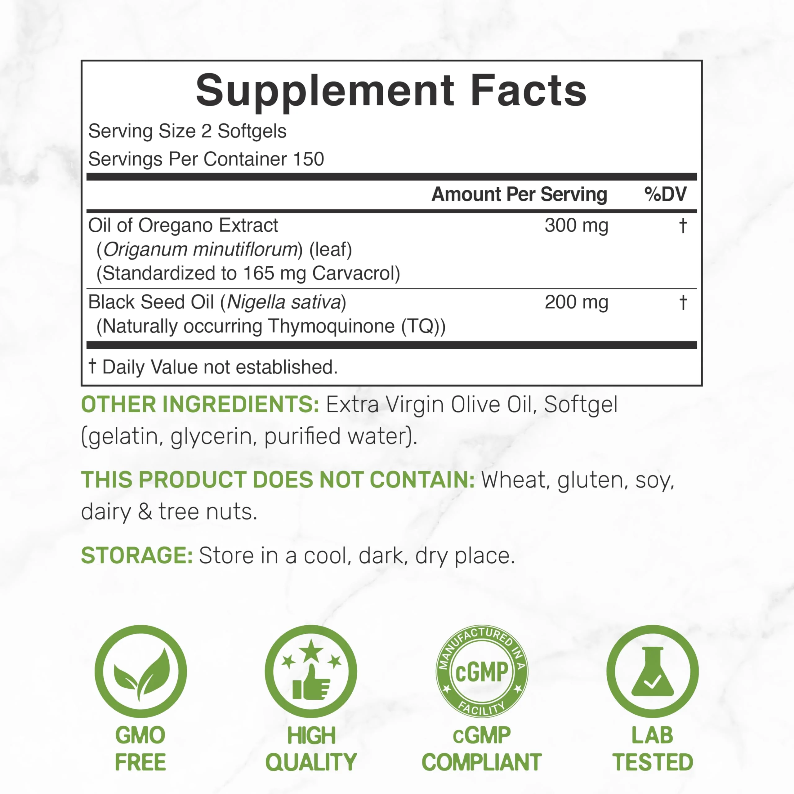 DEAL SUPPLEMENT Oil of Oregano Softgels with Black Seed Oil 300 Count – 30:1 Extract, Active Carvacrol & Thymoquinone – Antioxidant Immune Health Support – Plant Based, Non-GMO - Image 7