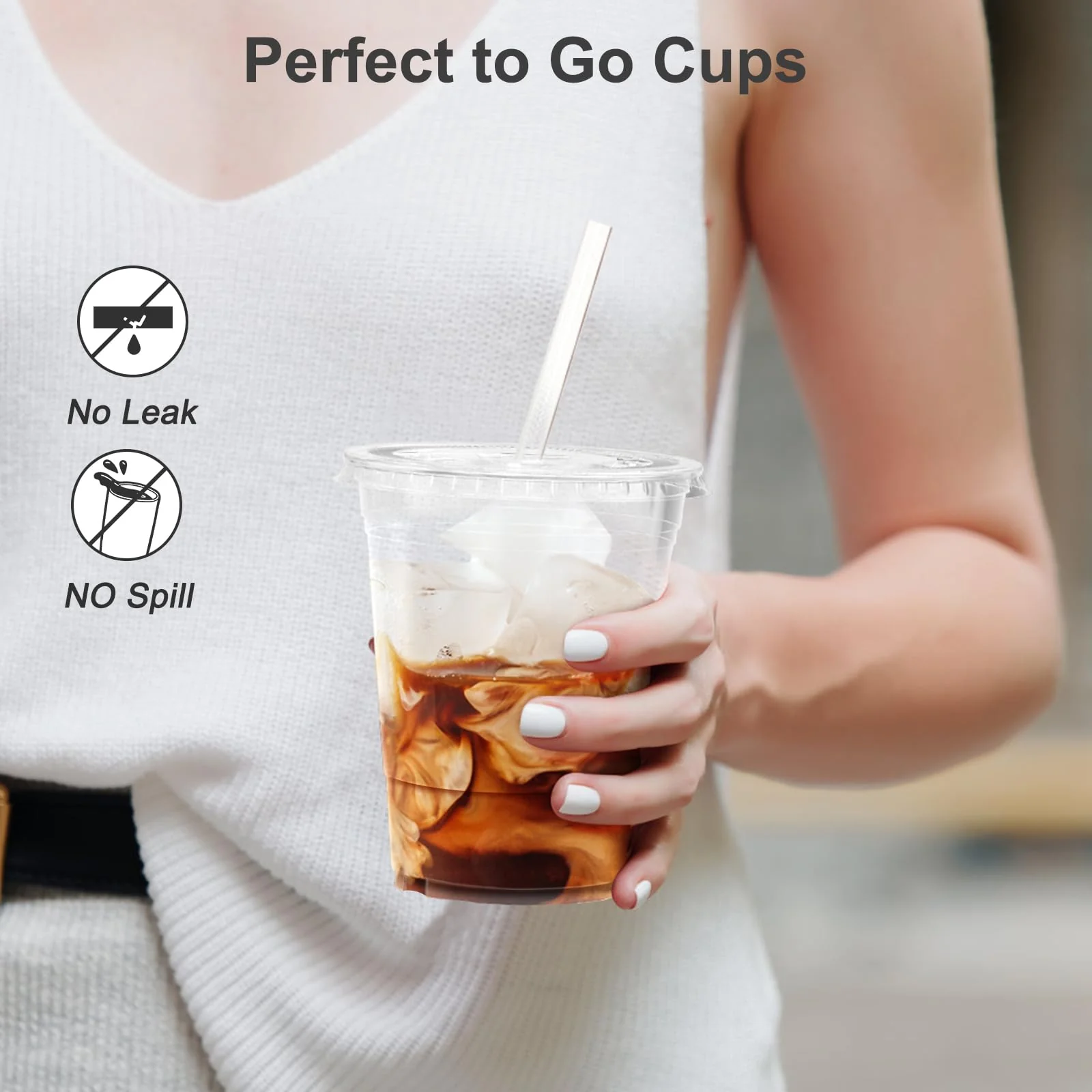 Dealusy 100 Pack - 16 oz Clear Plastic Cups with Lids and Straws, Sturdy & Food Safe Iced Coffee Cups with lids, Disposable Plastic Smoothie Cups for Cold Drinks - Image 4