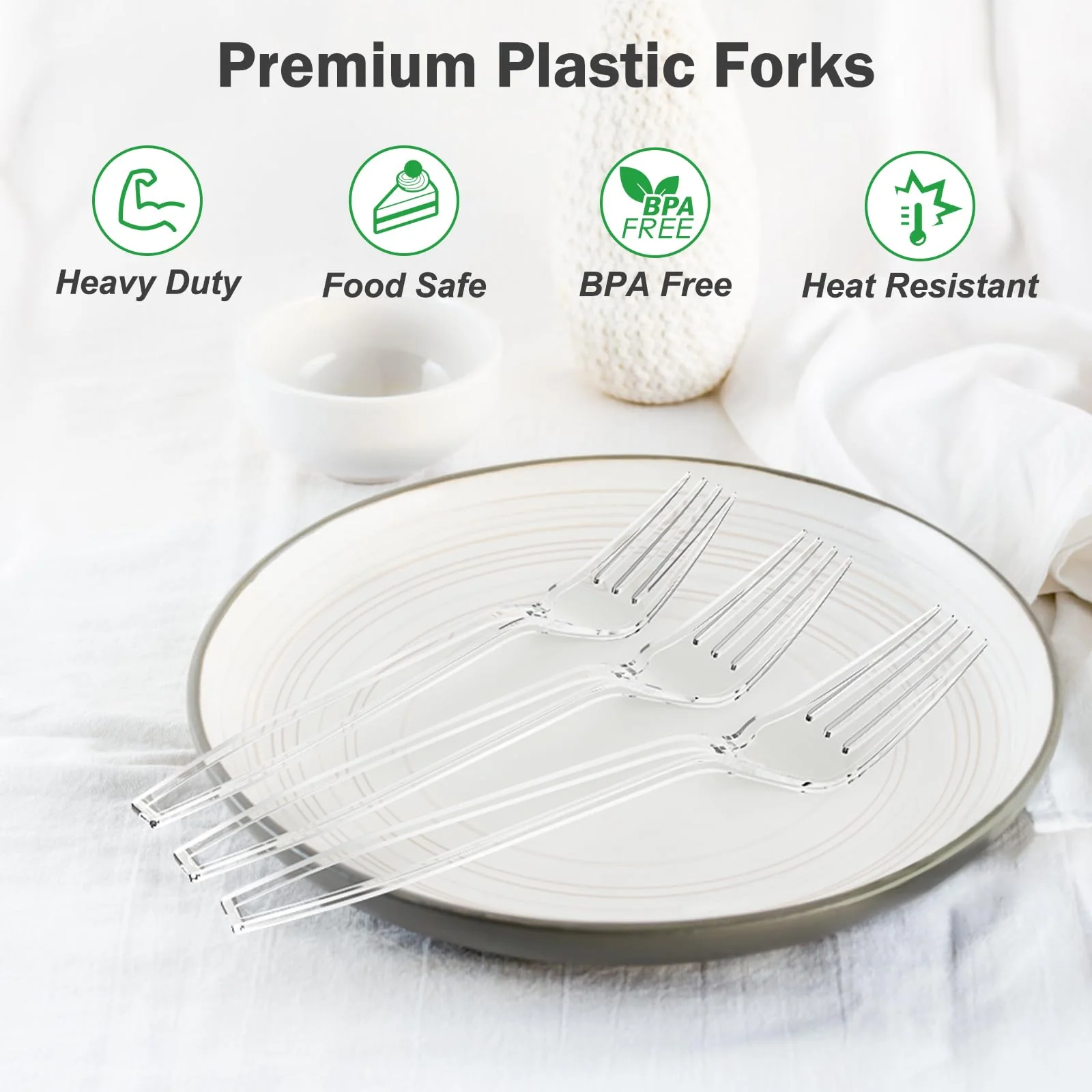 Dealusy 360 Count Extra Heavy Duty Clear Plastic Forks Disposable, BPA-Free, Heat Resistant, Solid and Durable Disposable Forks Bulk, Premium Plastic Forks heavy duty for Party Supply - Image 3