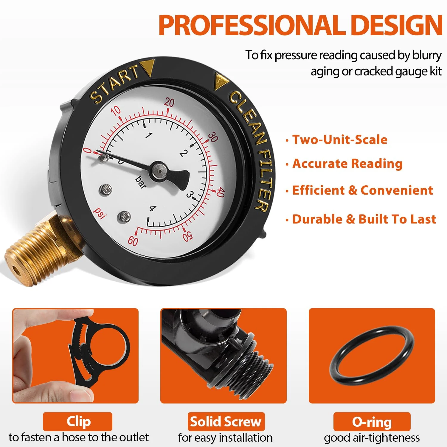 DearChan 98209800 High Flow Manual Relief Valve/Air Relief Manual Valve Assembly with Pressure Gauge, Replacement for Pool and Spa Filter (2 PACK-98209800) - Image 3
