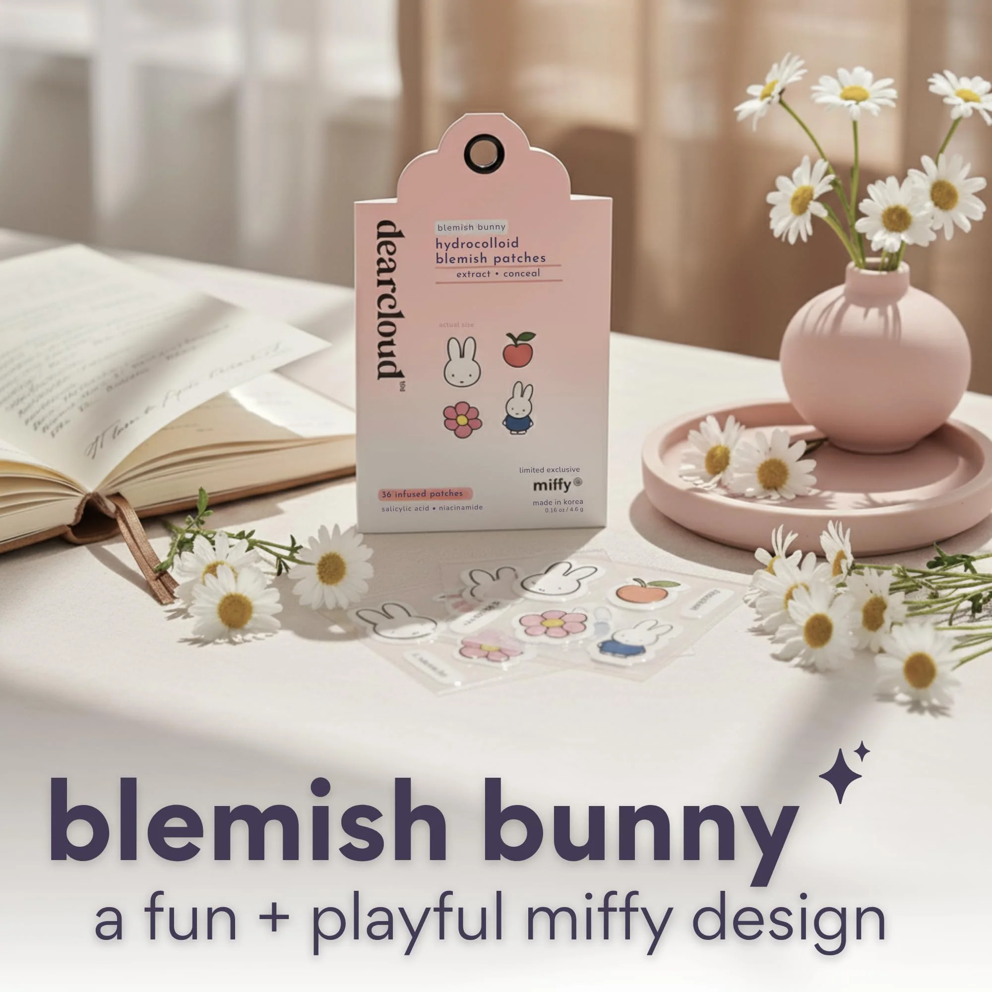 dearcloud Miffy Hydrocolloid Blemish Patches - 36 Count Refill Set- Pimple Patches for Face, Acne Spot Treatment With Niacinamide & Salicylic Acid (Blemish Bunny) - Image 7
