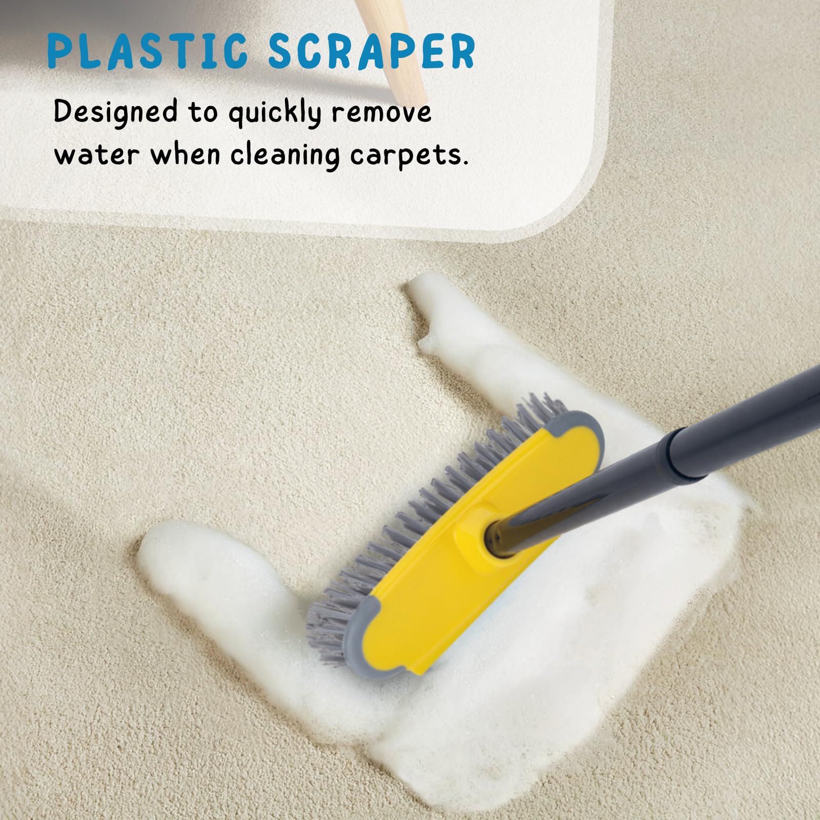Deck Brush with Long Handle, Floor Scrub Broom for Shower, 50'' Outdoor Scrubber for Carpet, Boat, Patio, Garage, Concrete Cleaning - Image 5