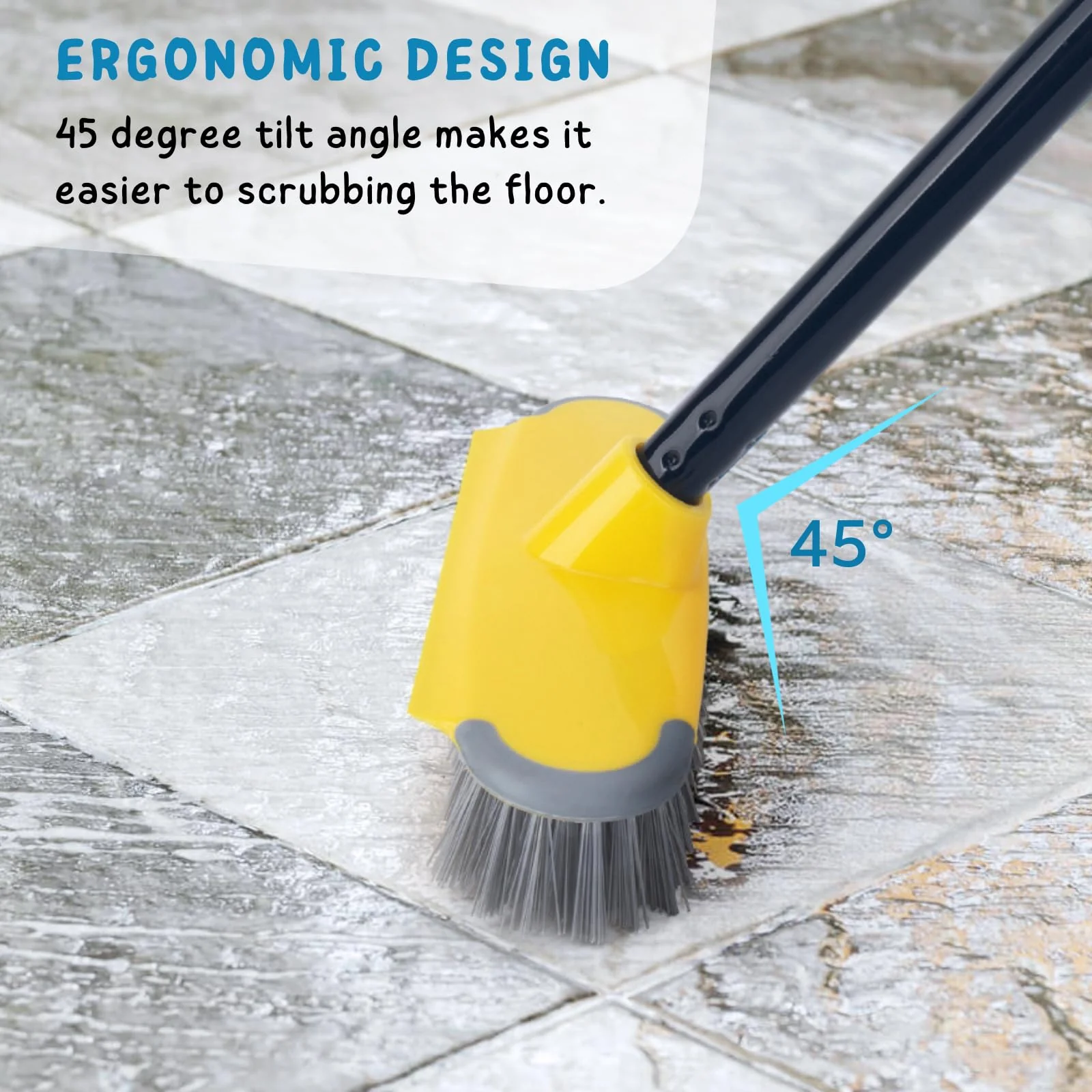 Deck Brush with Long Handle, Floor Scrub Broom for Shower, 50'' Outdoor Scrubber for Carpet, Boat, Patio, Garage, Concrete Cleaning - Image 6