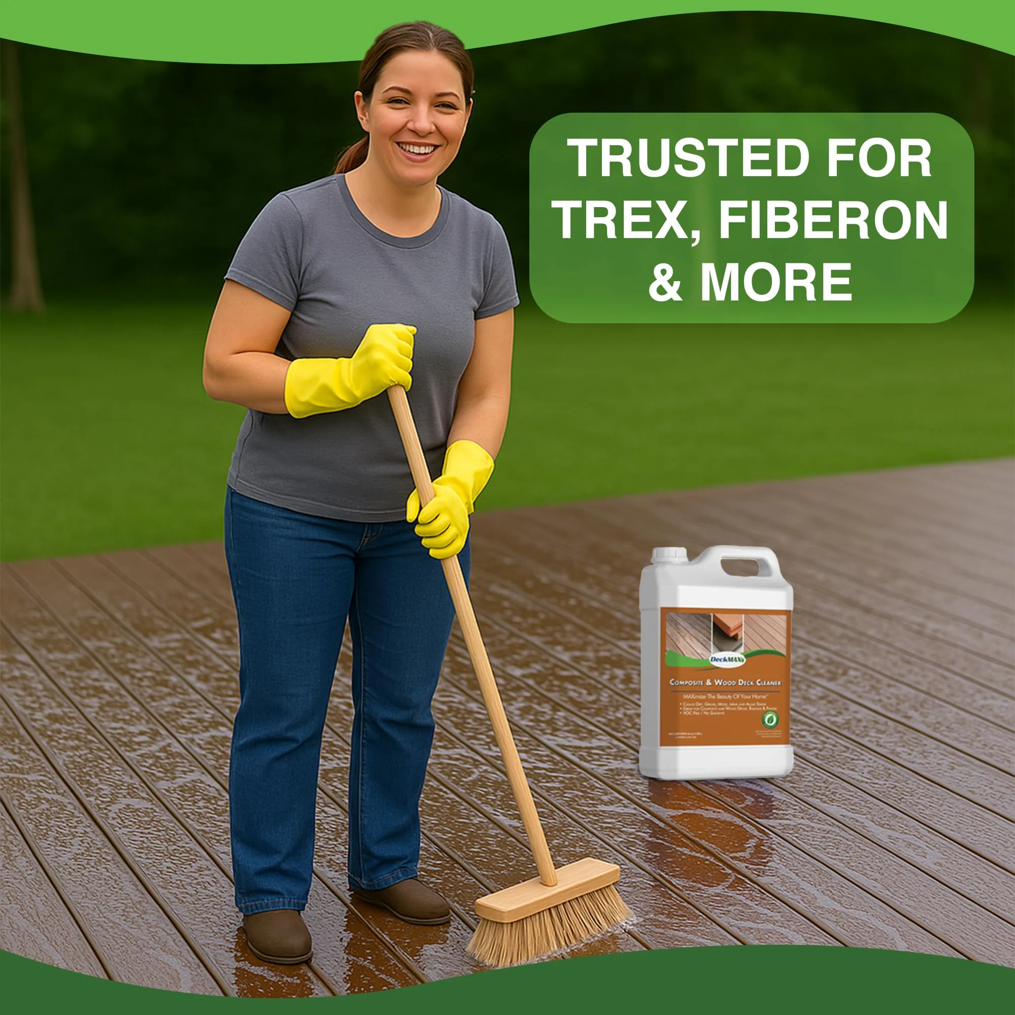 DeckMax Premium Deck Cleaner Kit | Deck Cleaner and Mildew Remover | Cleans up to 1,500 Sq. Ft. | Safe for Trex, Timbertech & Wood Decking | Powerful & Eco-Friendly Deck's Cleaning Solution - Image 6