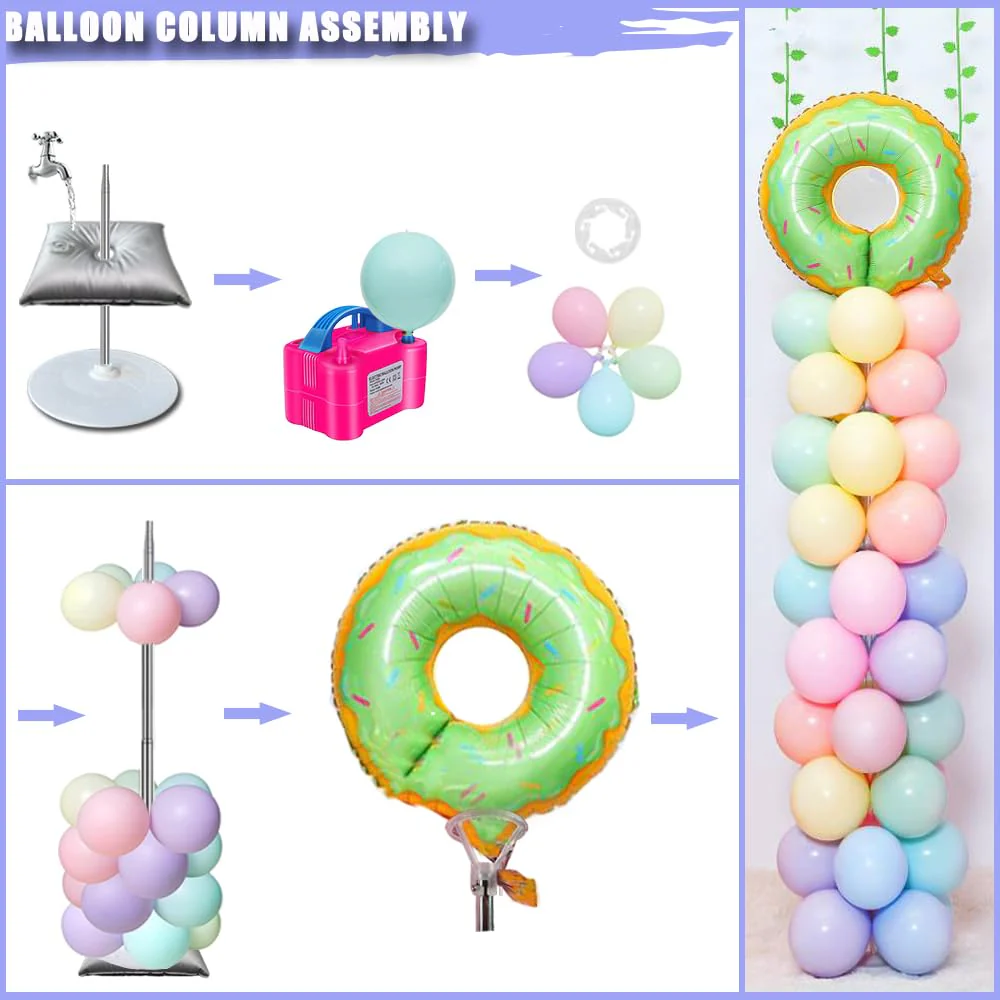 DECOJOY Balloon Columns Stand Set of 4, 7 Feet Telescoping Ballon Arches Stands with Bases for Floor, Height Adjustable Metal Ballon Tower Pillar Kits for Graduation, Birthday, Christmas - Image 3