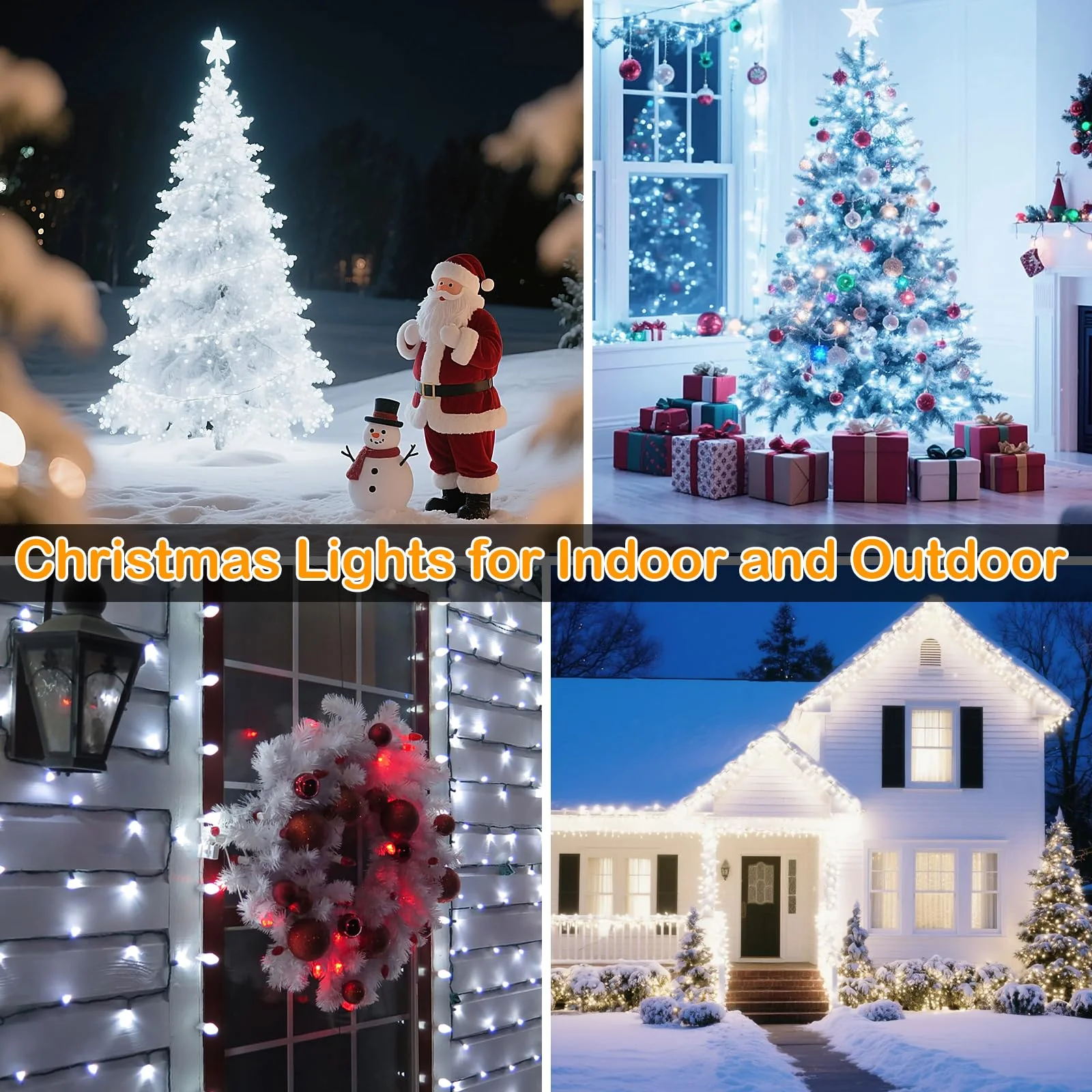 Decute 300LED Christmas String Lights Outdoor Waterproof 105FT UL Certified with End-to-End Plug 8 Modes, Cool White Indoor Starry Fairy Lights for Christmas Tree Patio Garden Wedding Party Decor - Image 3