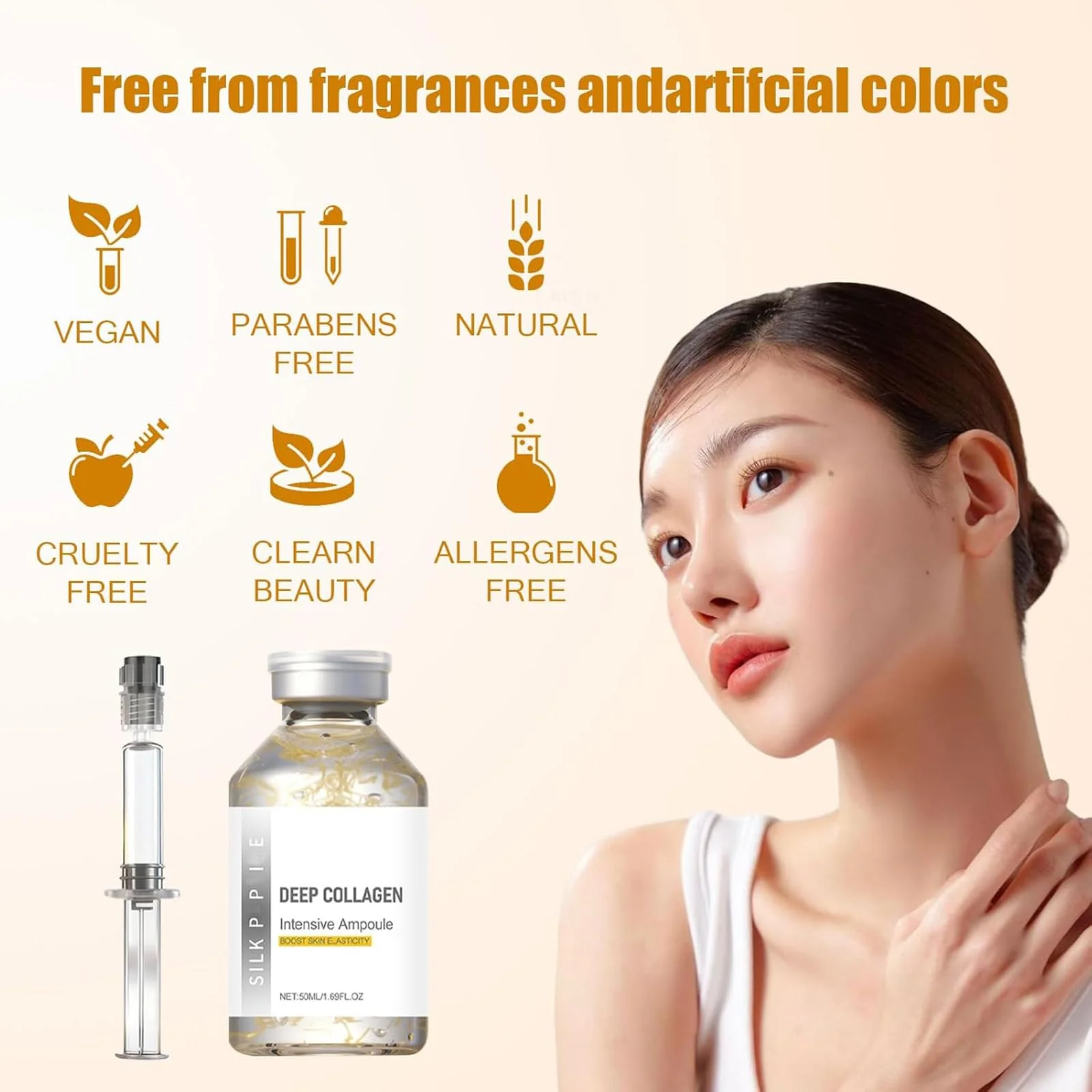 Deep Collagen Lifting Ampoule Serum, Korean Anti-Aging Facial Essence, Intensive Firming Wrinkle-Smoothing Hydrating, Non-Greasy Gentle Formul (2, 50ml/1.69fl.oz) - Image 3