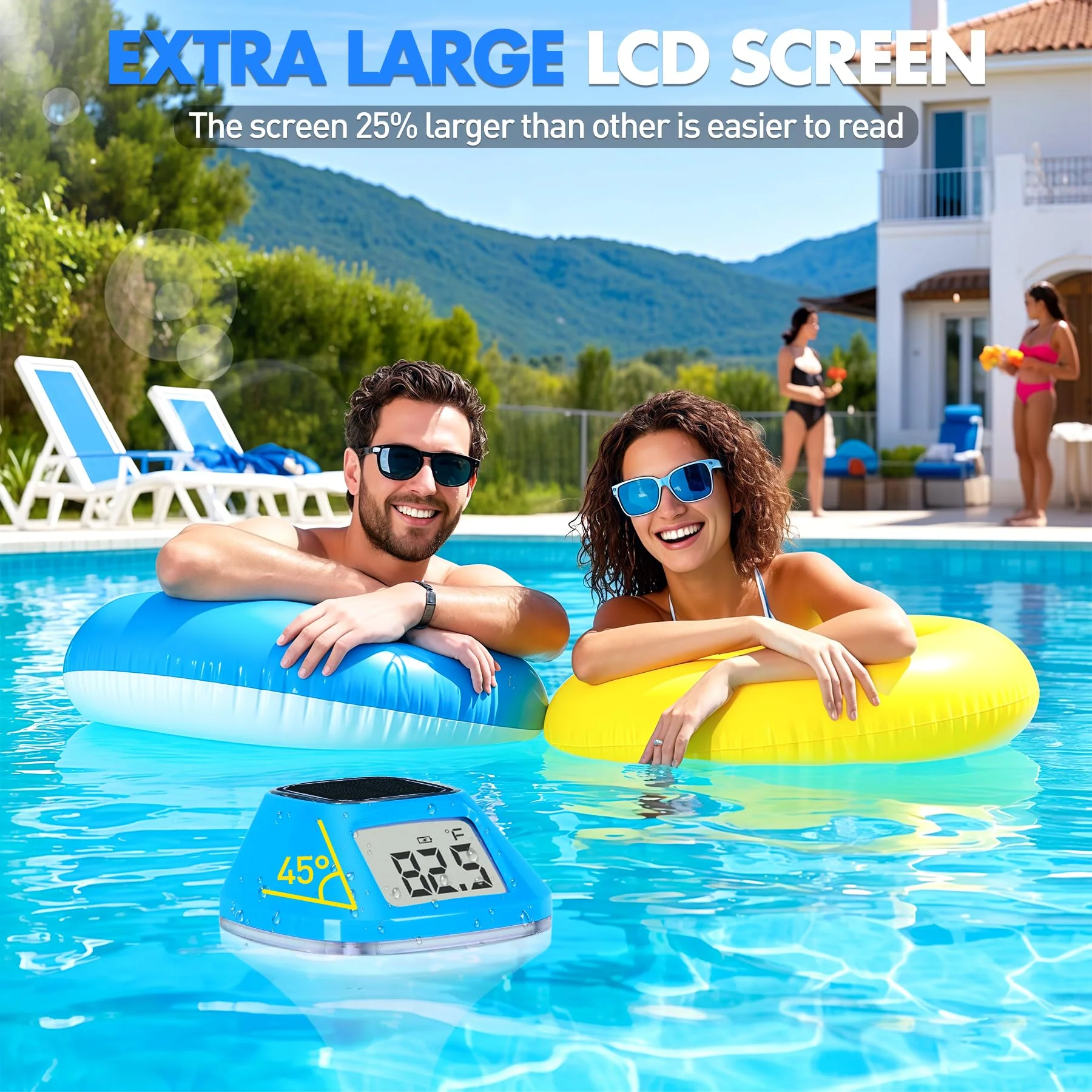 DeeprBlu 2026 New Iteration Solar Digital Pool Thermometer with Rope, Easy Read Extra Large Backilt LCD Display Floating Pool Thermometer, IP68 Waterproof Pools Water Temperature Gauge for Hot tub,Spa - Image 5