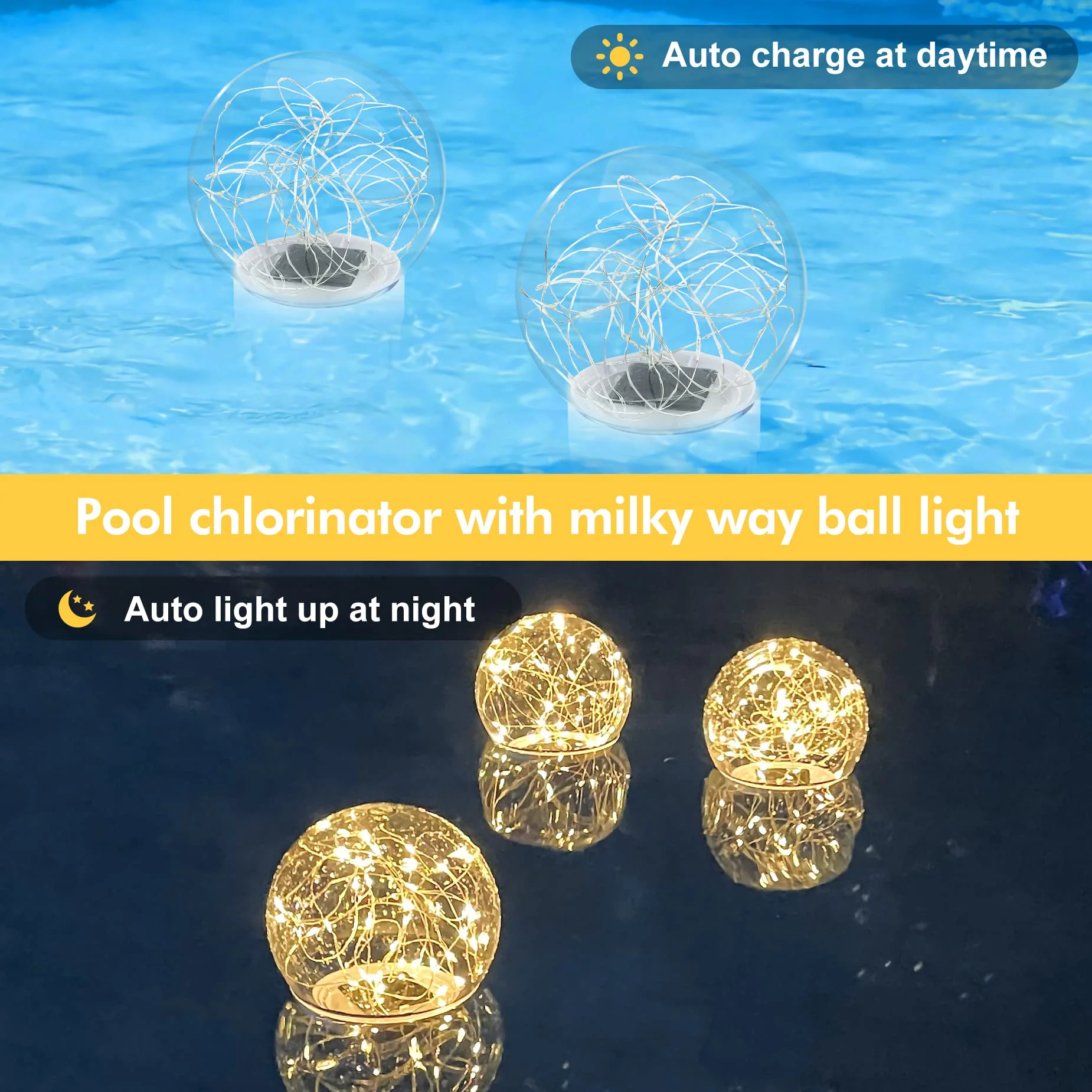 DeeprBlu Pool Chlorine Floater with Solar Ball Light, Floating Chlorine Dispenser for 3'' Chlorine Tablets, Chlorine Tablet Floater Chemical Dispenser Easy Opening, Bromine Tablet Holder for Pool, Spa - Image 8
