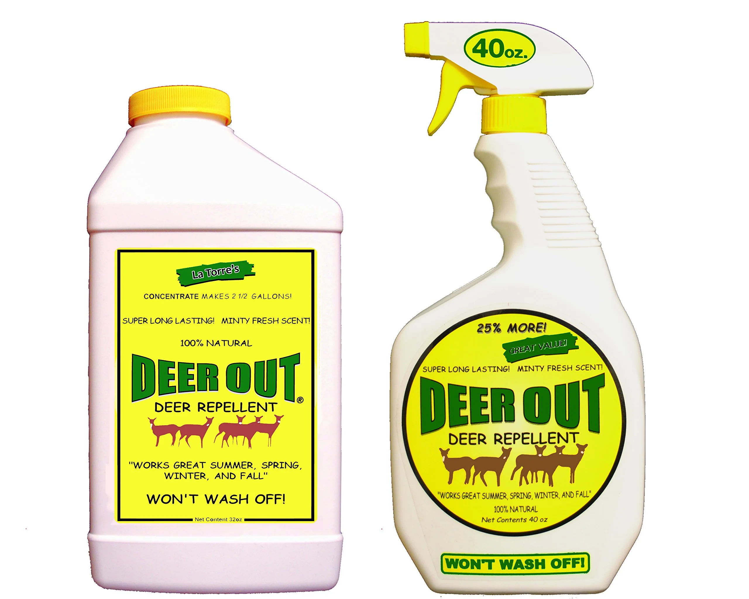 Deer Out Deer Repellent - Starter Combo Kit: 40oz Ready to Use Spray & 32oz Concentrate - Image 2