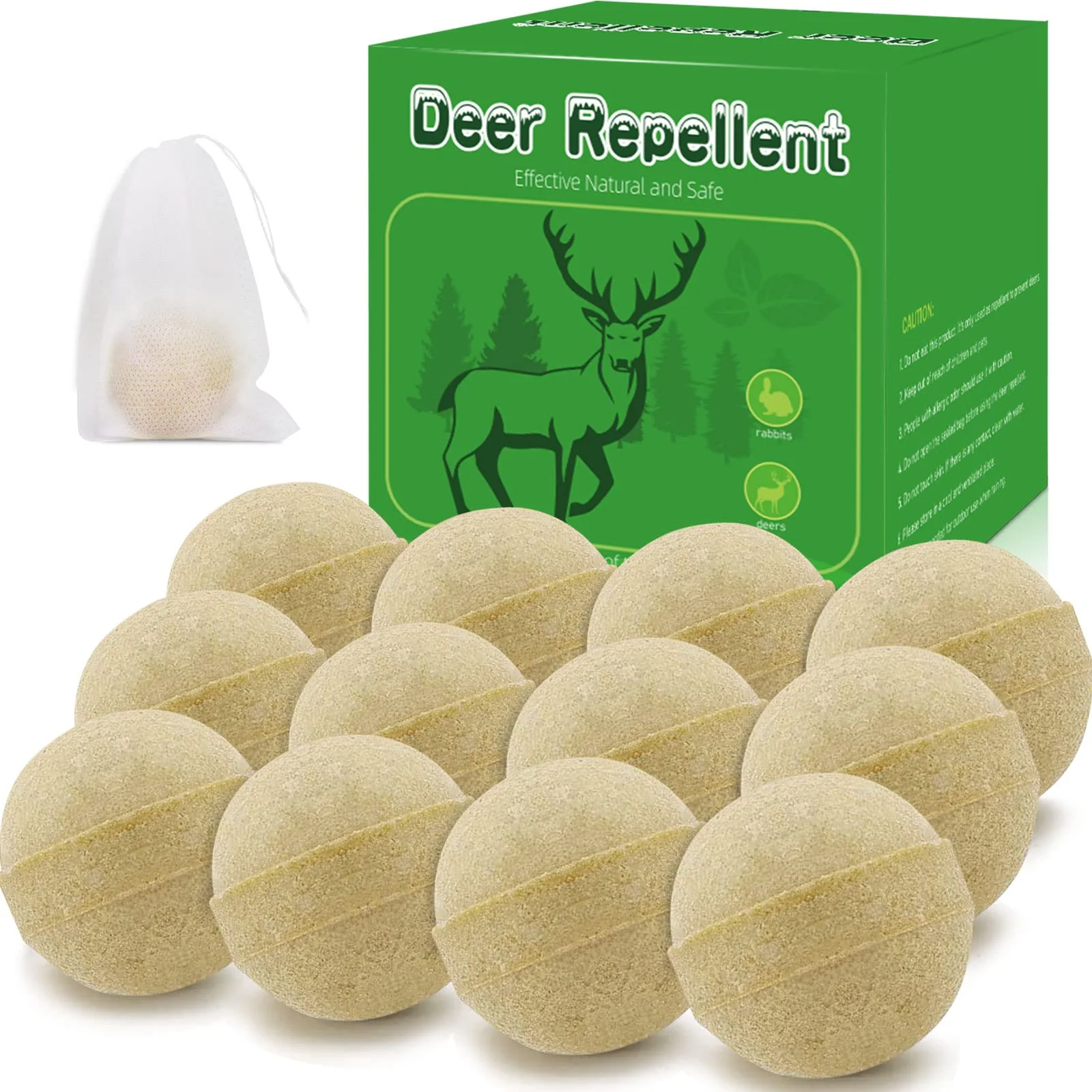 Deer Repellent, 12Pack Natural Deer Stopper Repellent, Rabbit Repellent Powerful Deer Deterrent for Outdoor Garden Plant Tree Yard, Safe for Deer and Plants - Image 2