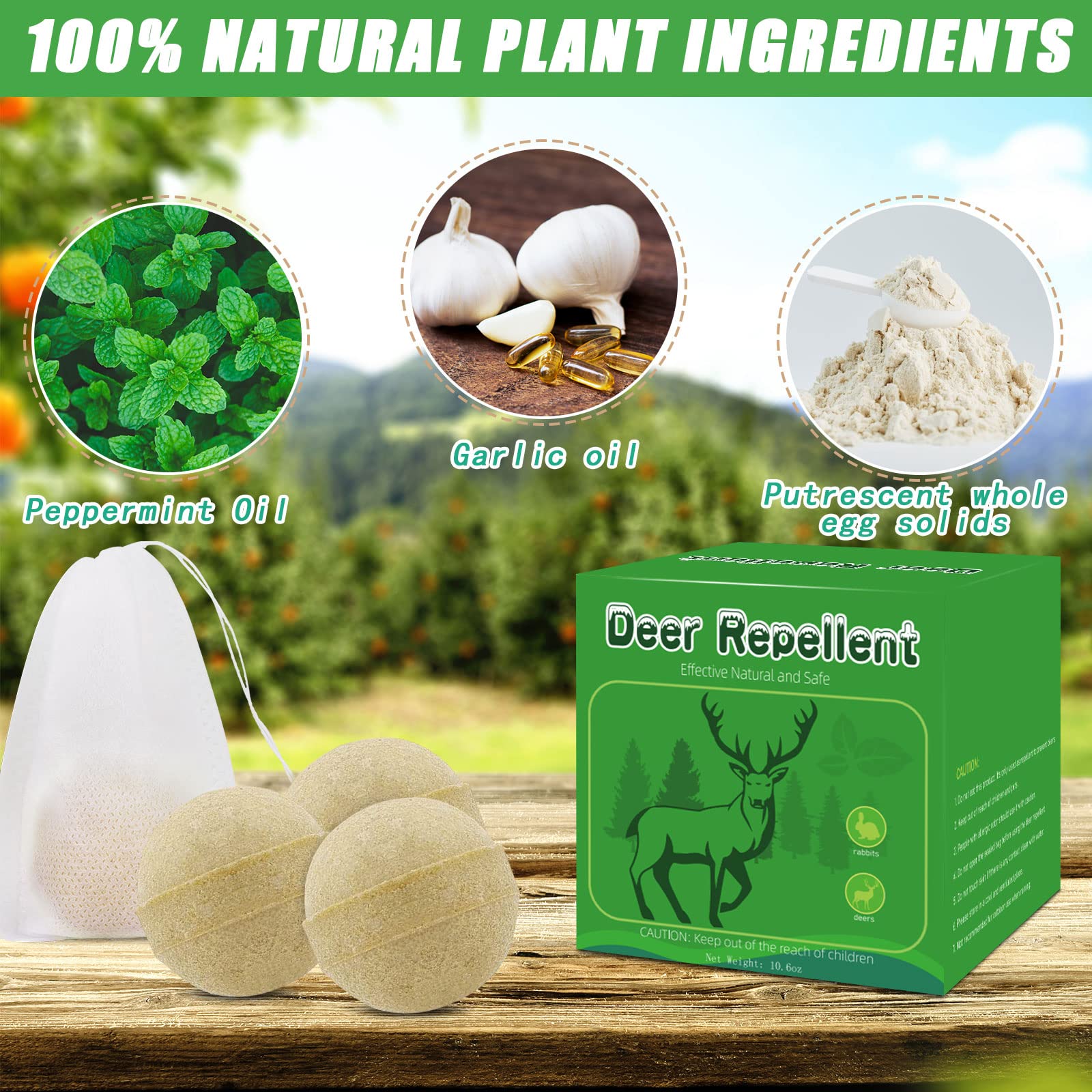 Deer Repellent, 12Pack Natural Deer Stopper Repellent, Rabbit Repellent Powerful Deer Deterrent for Outdoor Garden Plant Tree Yard, Safe for Deer and Plants - Image 3