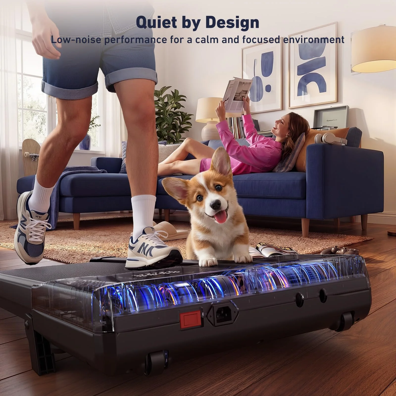 DeerRun Under Desk Walking Pad Treadmill with 6% Manual Incline, 0.6-3.8 MPH Walking Speed, 2.5 HP, 300 lb Capacity, App & Remote Control, for Home Office & Small Spaces - Image 5