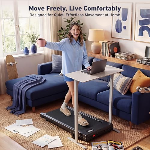 DeerRun Under Desk Walking Pad Treadmill with 6% Manual Incline, 0.6-3.8 MPH Walking Speed, 2.5 HP, 300 lb Capacity, App & Remote Control, for Home Office & Small Spaces - Image 8