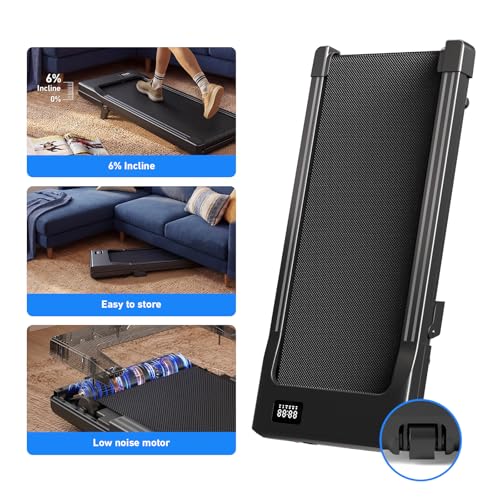 DeerRun Under Desk Walking Pad Treadmill with 6% Manual Incline, 0.6-3.8 MPH Walking Speed, 2.5 HP, 300 lb Capacity, App & Remote Control, for Home Office & Small Spaces - Image 9