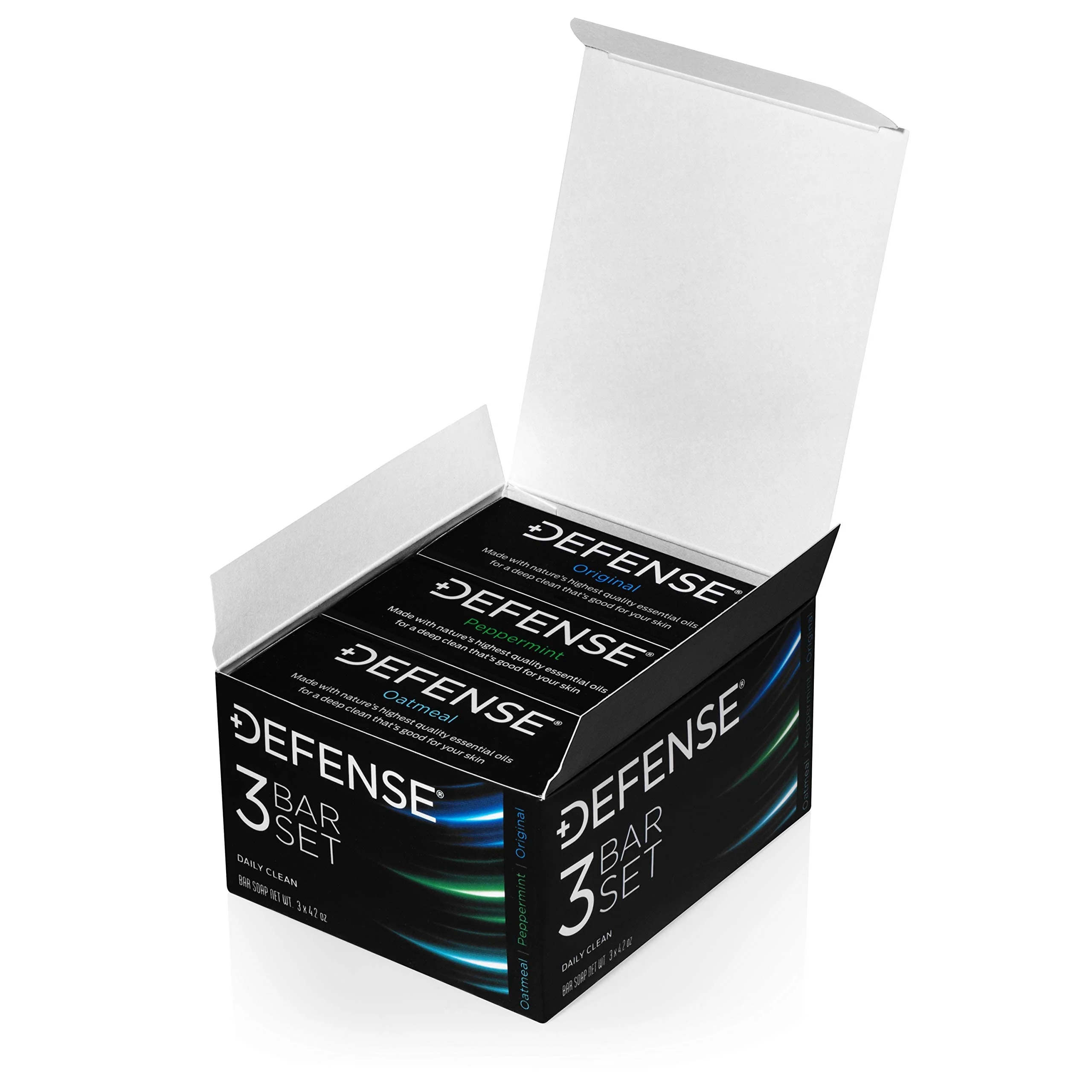 Defense Soap All Natural Tea Tree Bar Soap, 3 Bar Variety Pack - Original, Peppermint, Oatmeal - Image 2