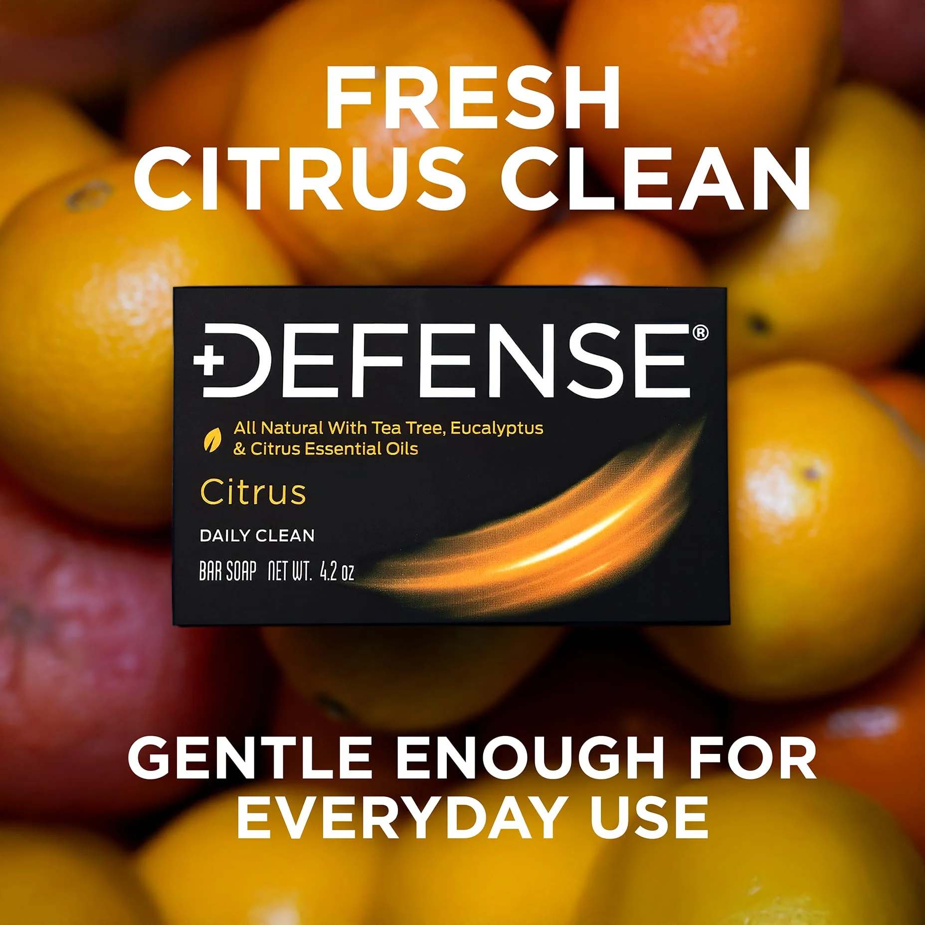 Defense Soap Citrus Bar – All Natural Tea Tree, Eucalyptus & Citrus Essential Oils – Post Workout Hygiene for Athletes, Sports & Active Lifestyles – Washes Away Sweat & Body Odor – 4.2 oz (Pack of 5) - Image 3