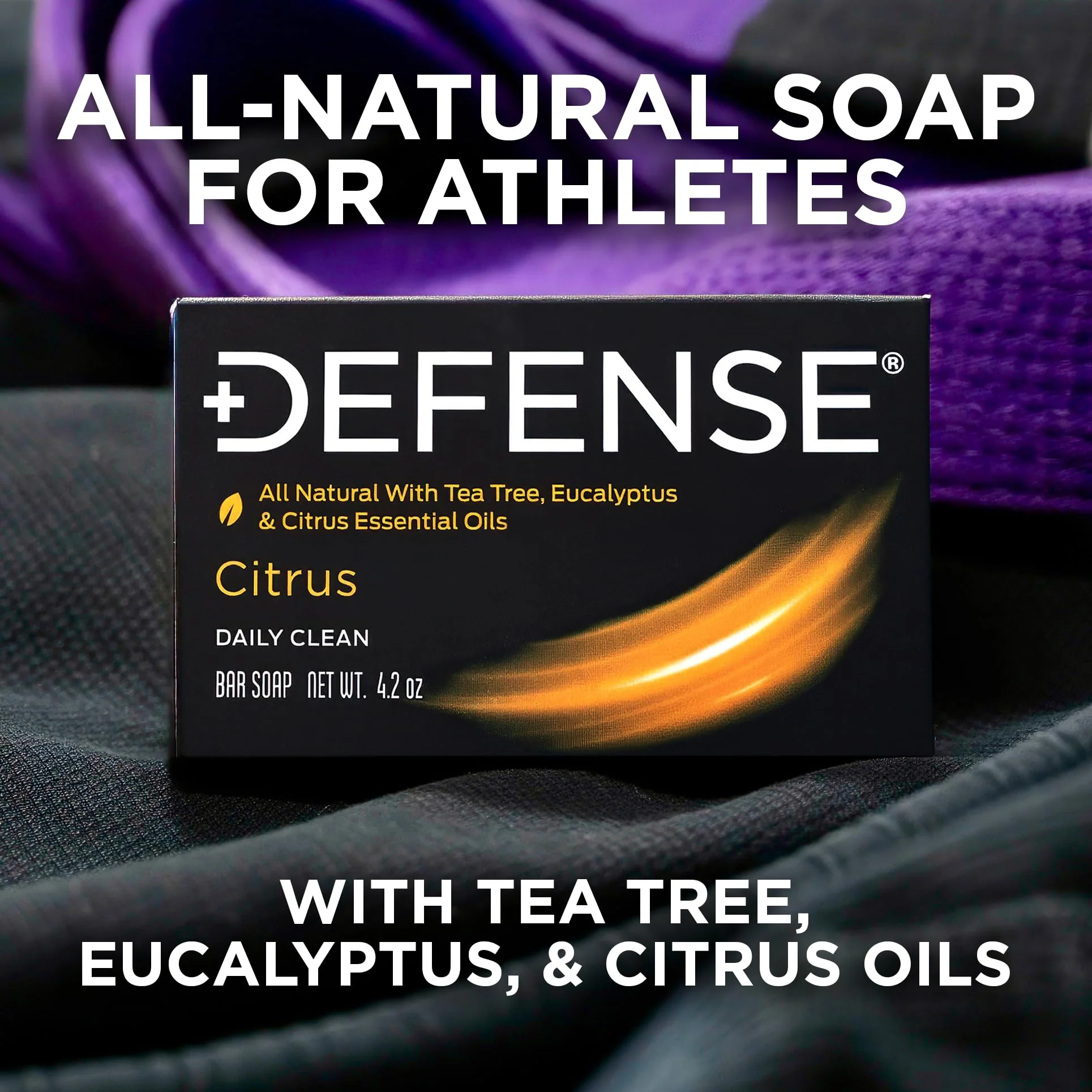 Defense Soap Citrus Bar – All Natural Tea Tree, Eucalyptus & Citrus Essential Oils – Post Workout Hygiene for Athletes, Sports & Active Lifestyles – Washes Away Sweat & Body Odor – 4.2 oz (Pack of 5) - Image 4