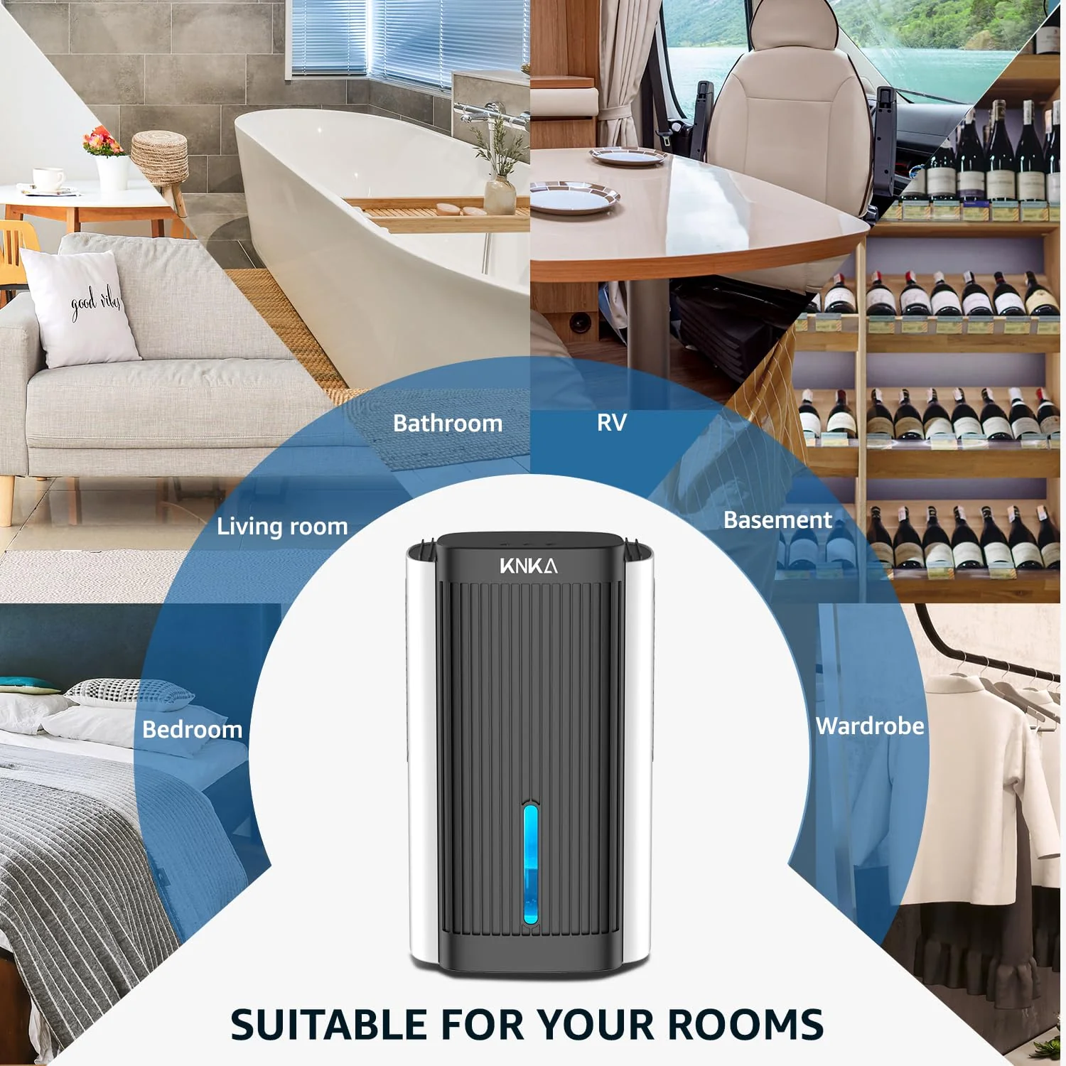 Dehumidifier,95 OZ Water Tank, (1000 sq. ft) Quiet Dehumidifier for Basement, Bathroom, RV, Closet, Bedroom with Auto Shut Off, Sleep Mode,7 Colors LED Light, Dehumidifiers for Home, White