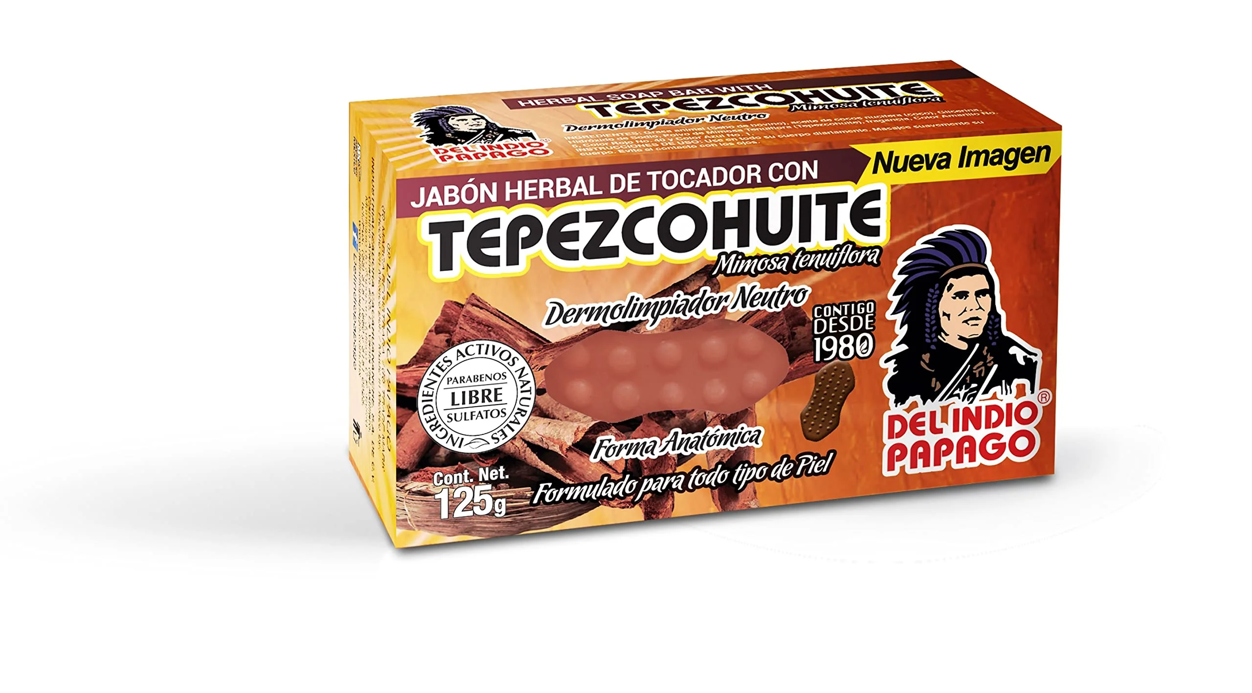 DEL INDIO PAPAGO Tepezcohuite Night Facial Skin Cream 60g / 2.02 Fl Oz + Neutral Soap with Tepezcohuite 125g - Mexican Beauty - For All Skin Types - Nourishes - Softens - Paraben Free - Bundle - Image 3