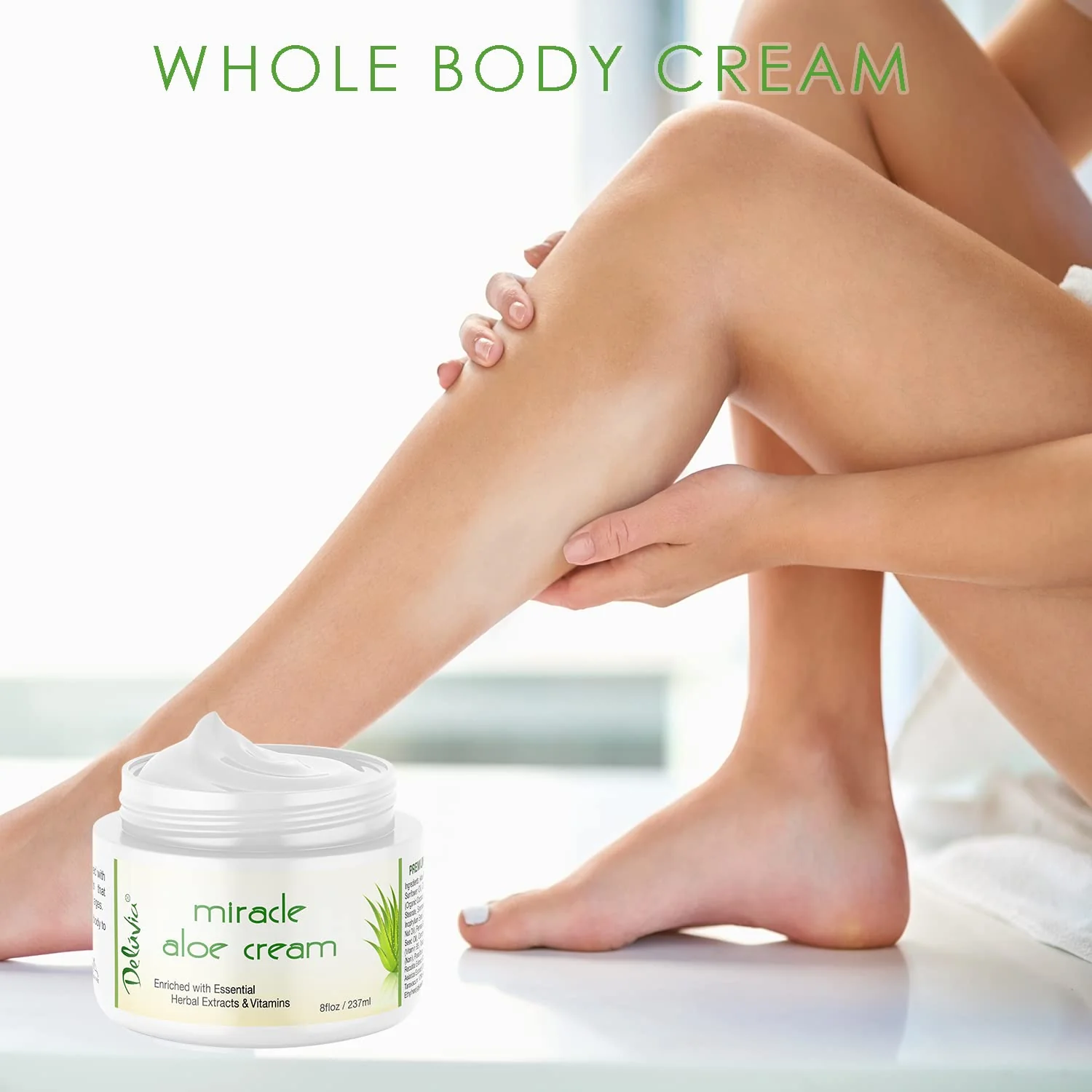 Deluvia Miracle Aloe Cream | Face & Body Moisturizer with Vitamin E & Organic Aloe Vera | Hydrating, Soothing for Dry Skin, Anti-Wrinkle, Acne Scars, Rosacea, Psoriasis, Eczema - 2 Pack - Image 3