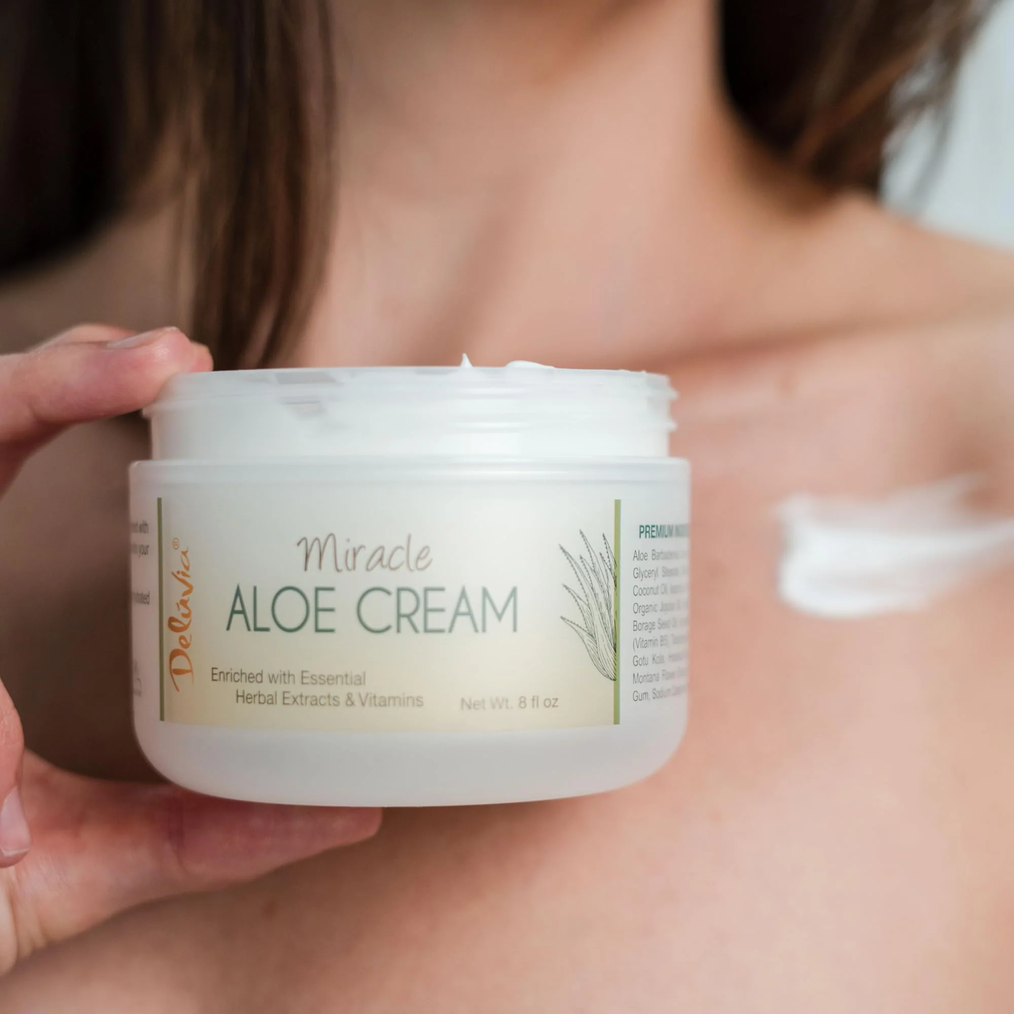Deluvia Miracle Aloe Cream | Face & Body Moisturizer with Vitamin E & Organic Aloe Vera | Hydrating, Soothing for Dry Skin, Anti-Wrinkle, Acne Scars, Rosacea, Psoriasis, Eczema - 2 Pack - Image 4