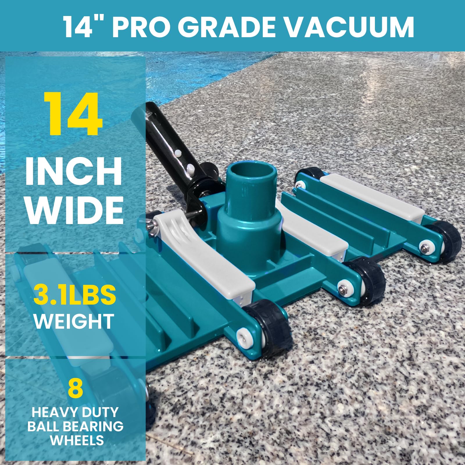 Deluxe Swimming Pool Cleaning Kit Including Pool Net and Vacuum Head, Pool Brush with 13Ft Pole for Above Ground & Inground Swimming Pools - Image 3