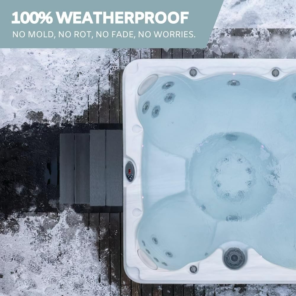 DENKOE Hot Tub Steps with Storage - Waterproof, Non-Slip & No Maintenance - Multi Angle Access - Ideal for Spa Steps, Hot Tub Stairs - Gray Spa Step for Outdoor - Image 5
