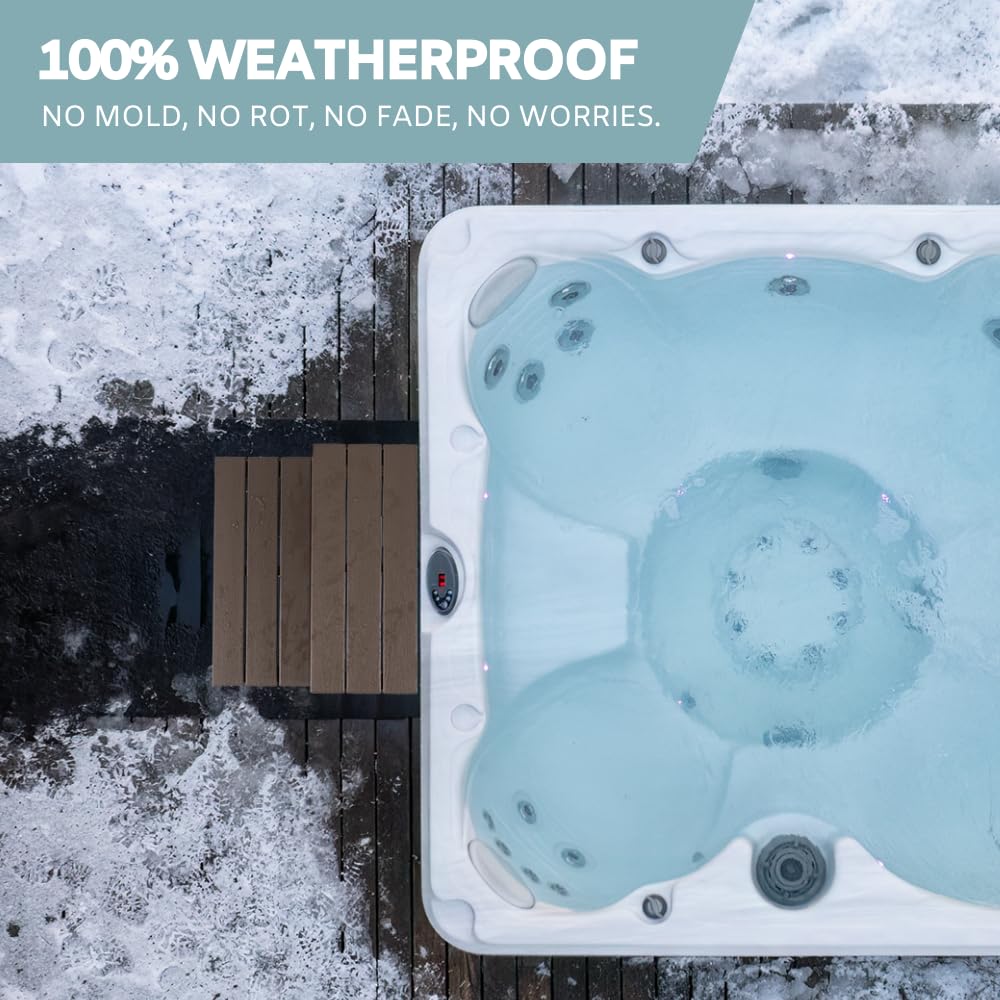 DENKOE Hot Tub Steps - Wood Looking Plastic - 100% Waterproof - Brown Non Slip, Heavy Duty, Multi Use as Porch Steps, Hot Tub Stairs, Outdoor Stairs, Fits Any Spa Size - Image 5