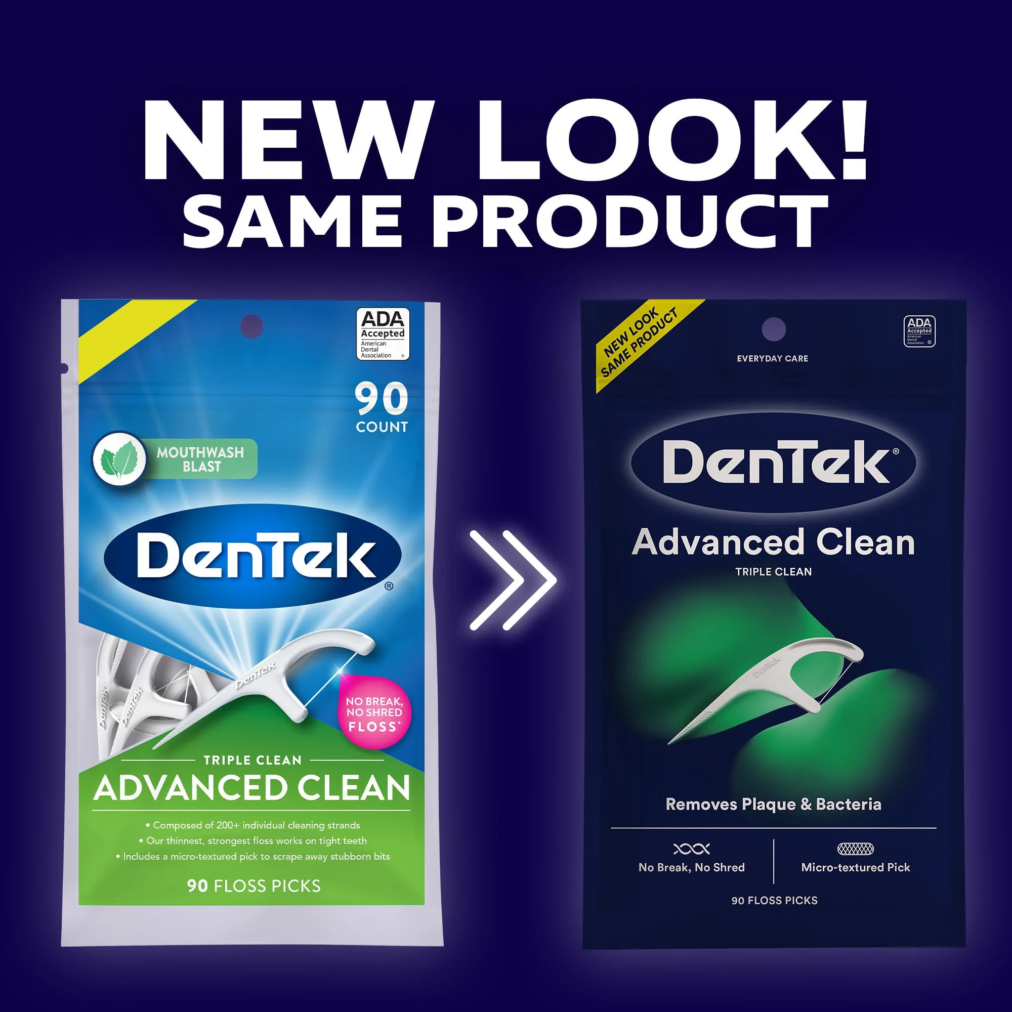 DenTek Advanced Clean Floss Picks with No Break & No Shred Dental Floss, Plaque Remover, 90 Count - Image 2