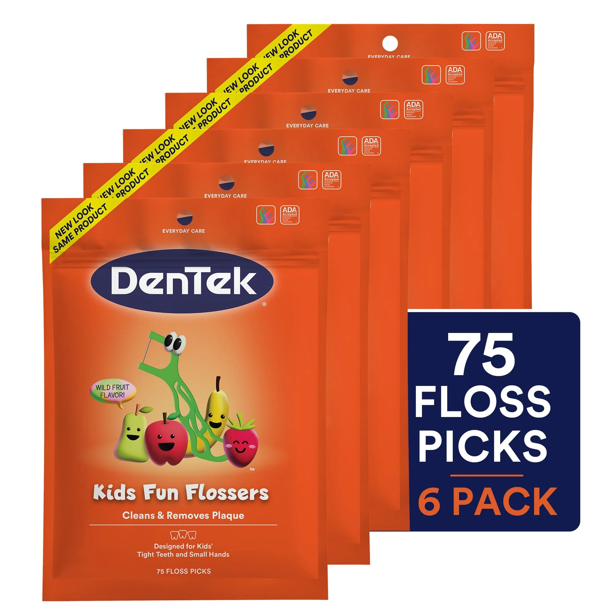 DenTek Fun Flossers – Kids Floss Picks with Wild Fruit Flavor, 75 Count (Pack of 12) - Image 9