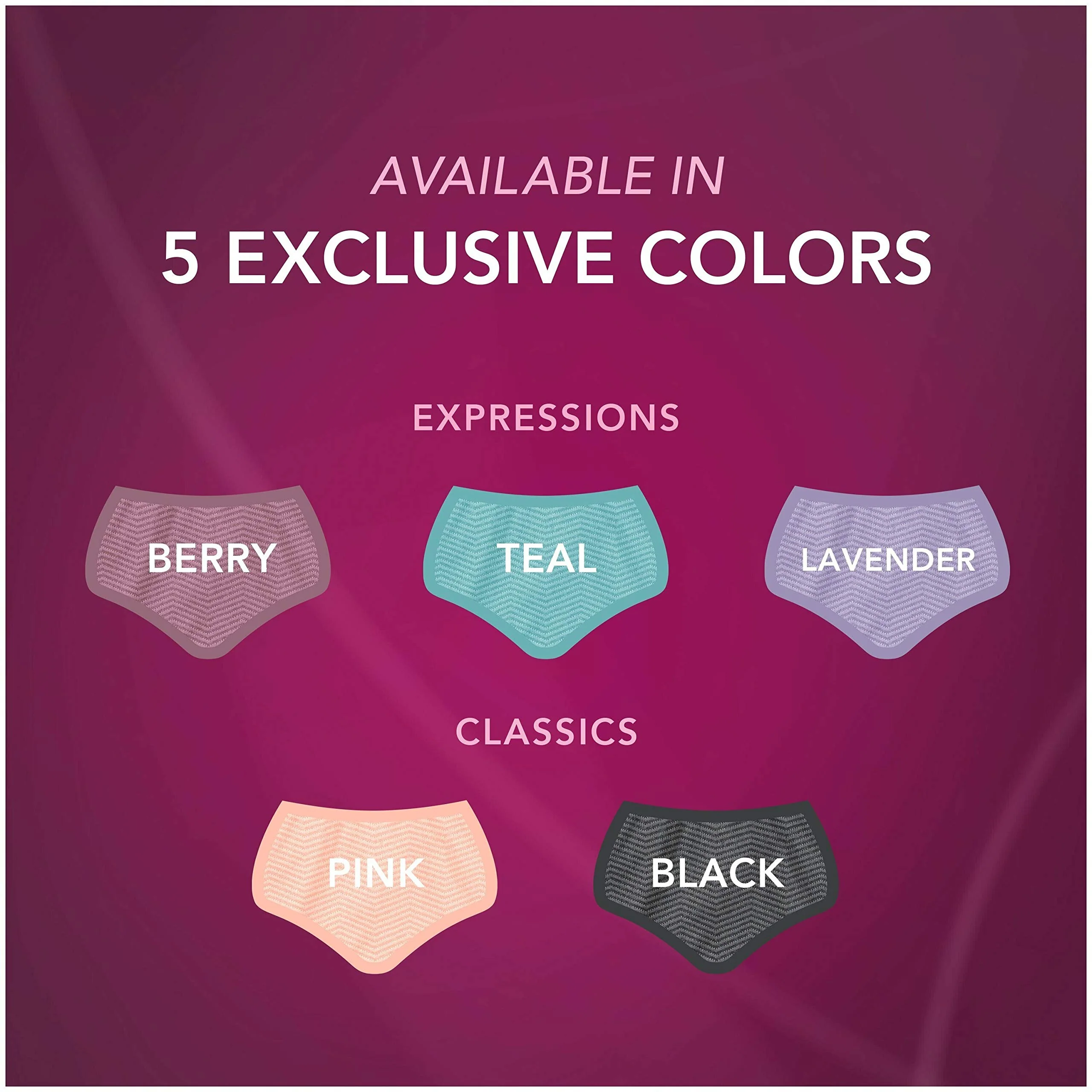 Depend Silhouette Incontinence and Postpartum Underwear for Women, Maximum Absorbency, Disposable, Medium, Pink/Black/Teal/Berry, 4 Count - Image 5