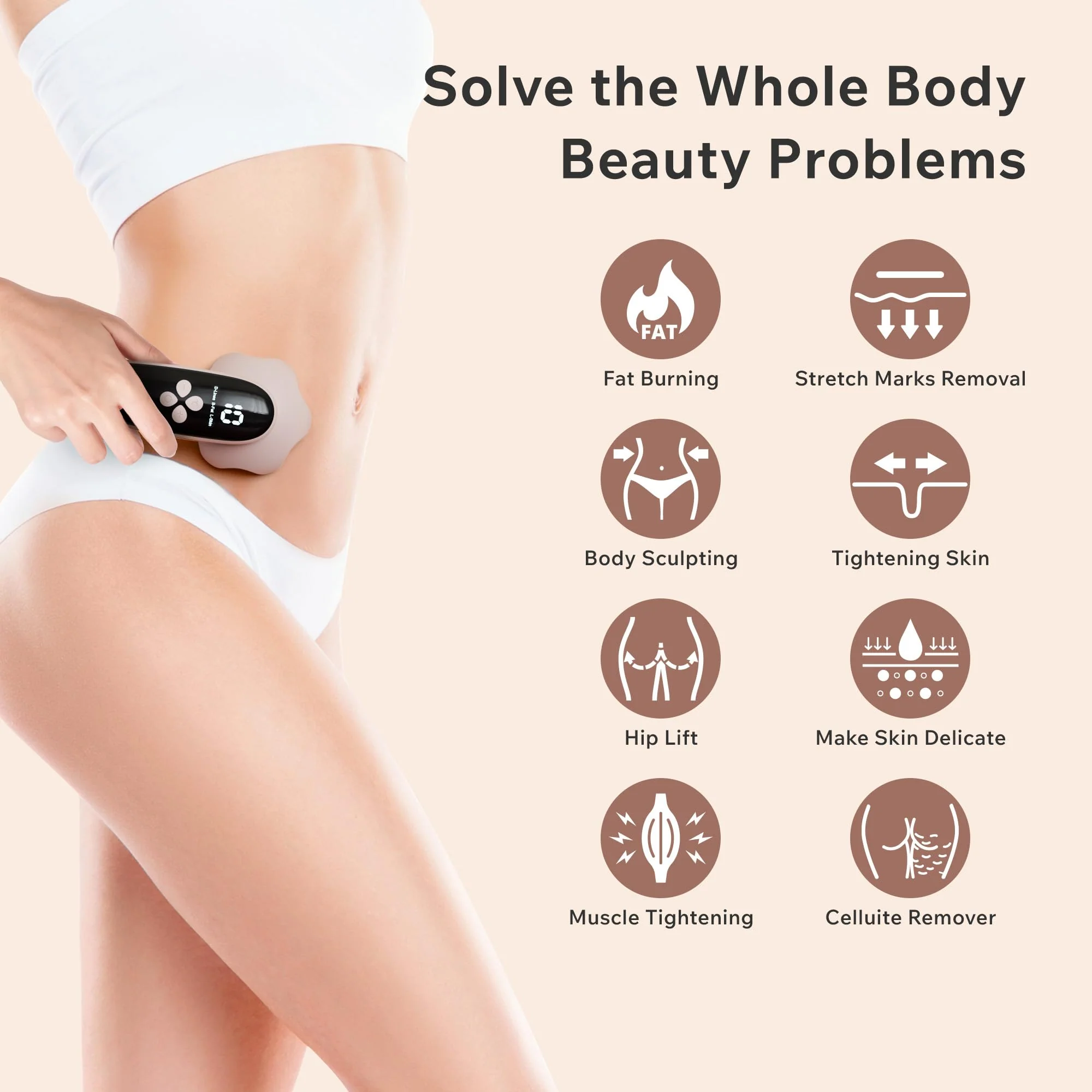 Depsoul Cellulite Massager, Upgraded Body Sculpting Machine 4 in 1 Wireless Cellulite Remover with 4 Modes 10 Levels for Belly, Waist, Arm, Leg, Butt,Rose Gold - Image 3