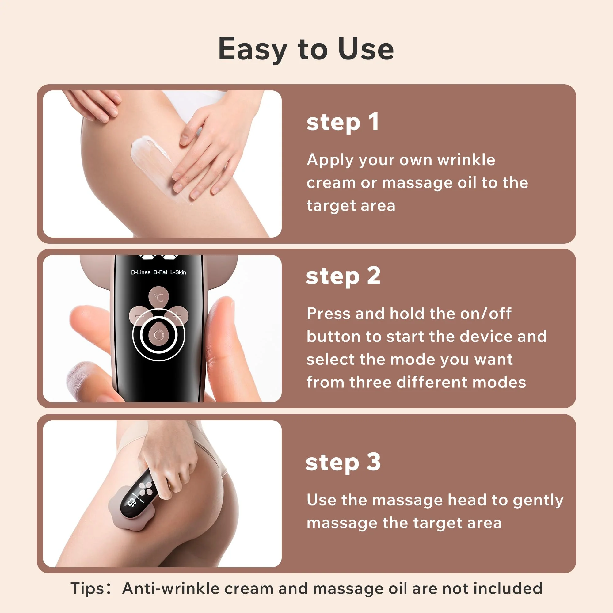 Depsoul Cellulite Massager, Upgraded Body Sculpting Machine 4 in 1 Wireless Cellulite Remover with 4 Modes 10 Levels for Belly, Waist, Arm, Leg, Butt,Rose Gold - Image 5