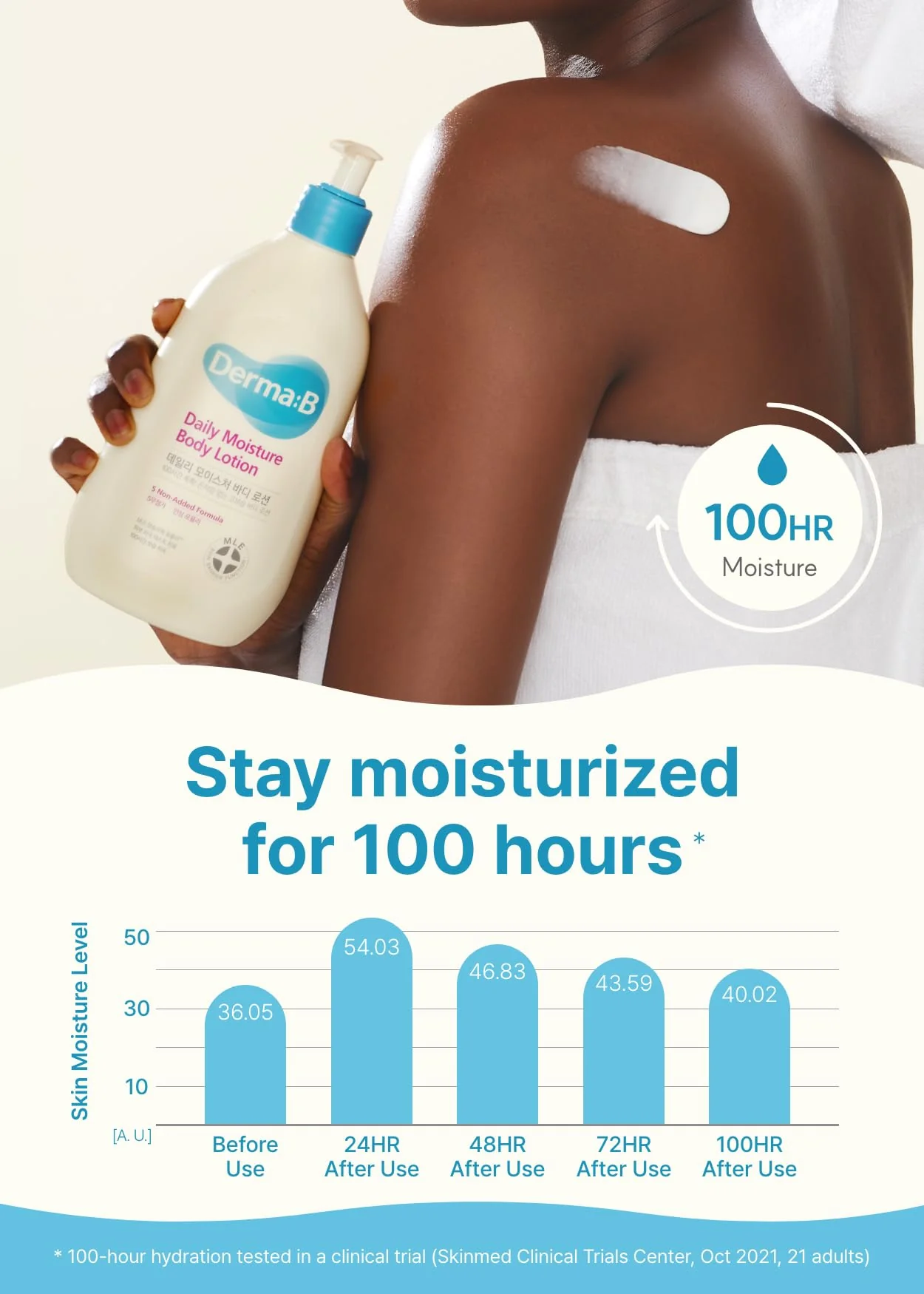 Derma B | Daily Moisture Body Lotion | Body Cream for Dry Skin | Long-Lasting Body Moisturizer for Sensitive Skin | 13.5 fl oz (400ml) - Image 7