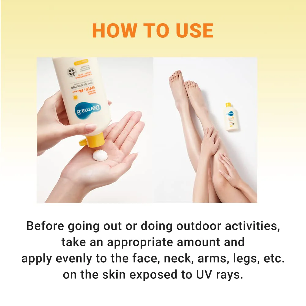 Derma B Everyday Sun Block Large Size Sunscreen SPF50+ PA++++ 6.71 Fl Oz, 200ml Fast-Absorbing Lightweight SPF Moisturizer, Facial Body Non-Sticky Sunscreen for Dewy Skin, Korean Sun Protection Lotion - Image 6