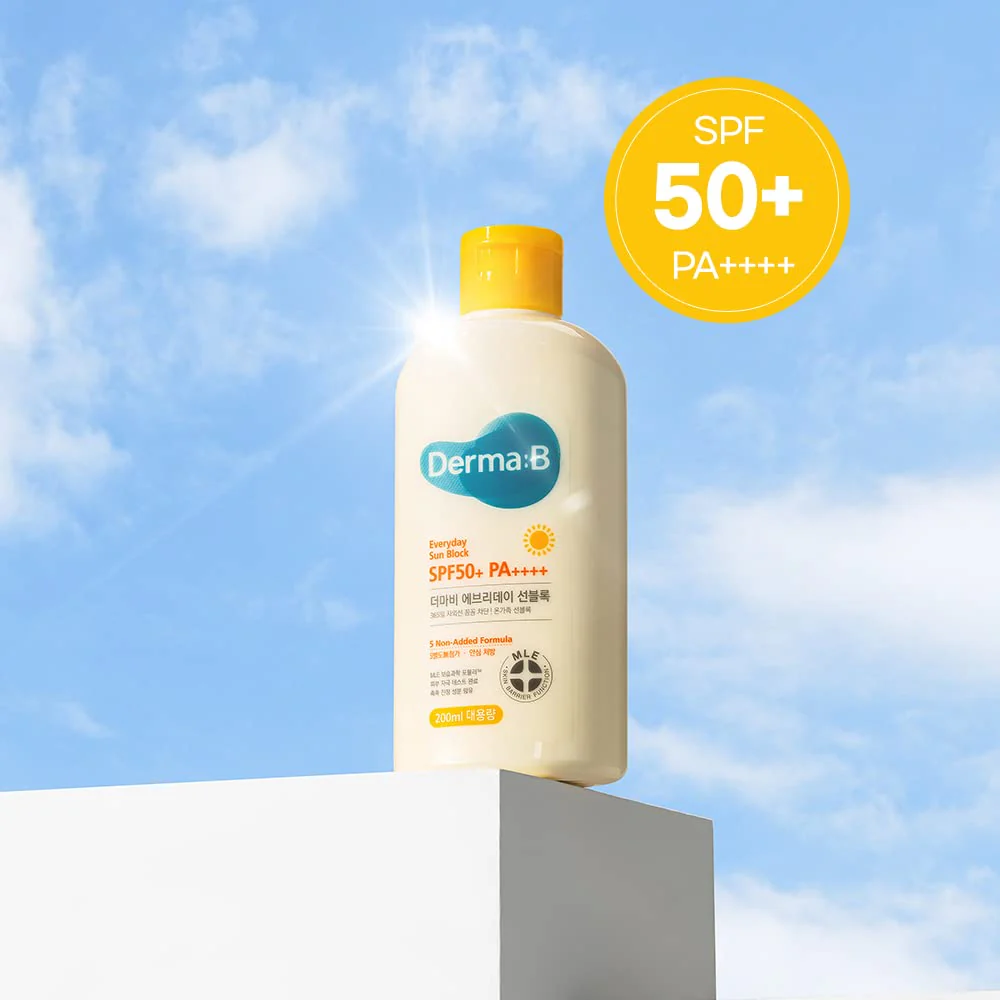 Derma B Everyday Sun Block Large Size Sunscreen SPF50+ PA++++ 6.71 Fl Oz, 200ml Fast-Absorbing Lightweight SPF Moisturizer, Facial Body Non-Sticky Sunscreen for Dewy Skin, Korean Sun Protection Lotion - Image 8