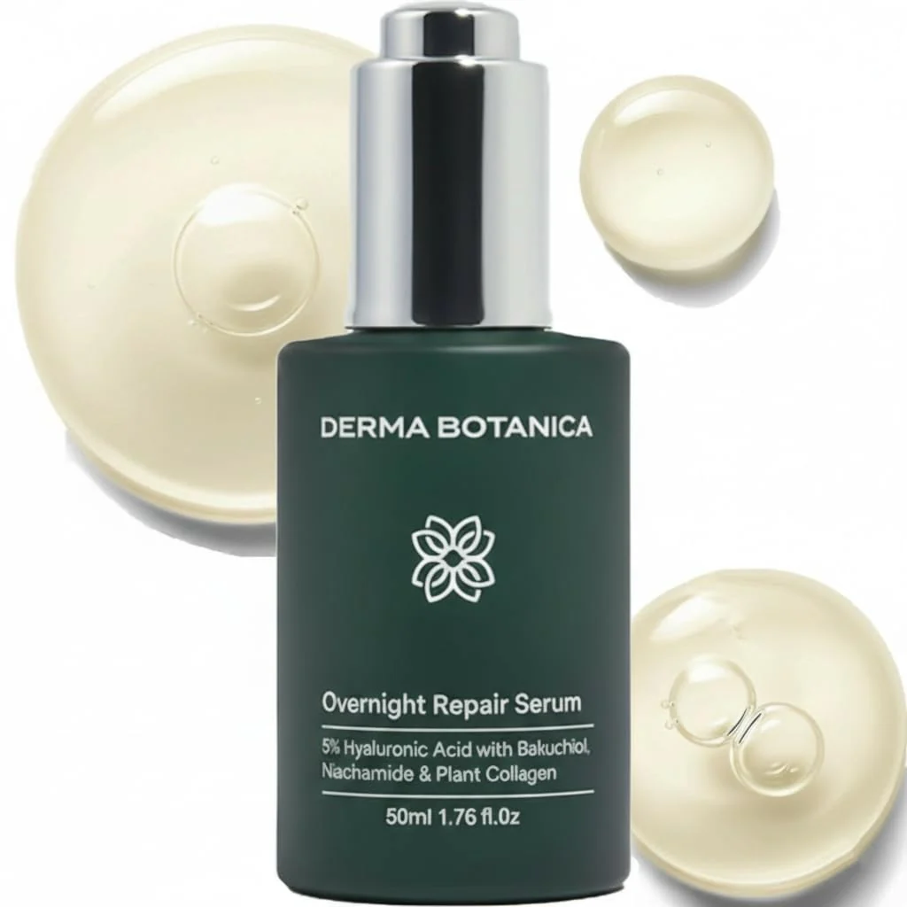 Derma Botanica Overnight Repair Serum,Derma Botanica Overnight Serum,with Multi-Molecular Hyaluronic Acid - smooth, and refresh the look of skin for a more youthful appearance. 1.76fl.oz(1pc)