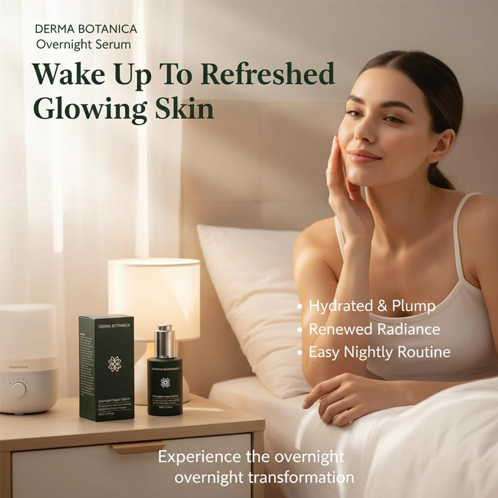 Derma Botanica Overnight Repair Serum,Derma Botanica Overnight Serum,with Multi-Molecular Hyaluronic Acid - smooth, and refresh the look of skin for a more youthful appearance. 1.76fl.oz(1pc) - Image 2