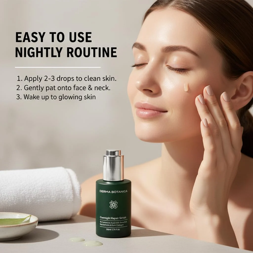 Derma Botanica Overnight Repair Serum,Derma Botanica Overnight Serum,with Multi-Molecular Hyaluronic Acid - smooth, and refresh the look of skin for a more youthful appearance. 1.76fl.oz(1pc) - Image 4